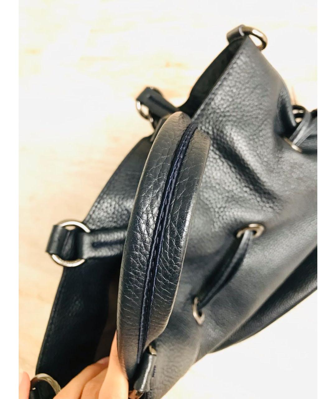 LANCEL Темно-синяя кожаная сумка с короткими ручками, фото 6