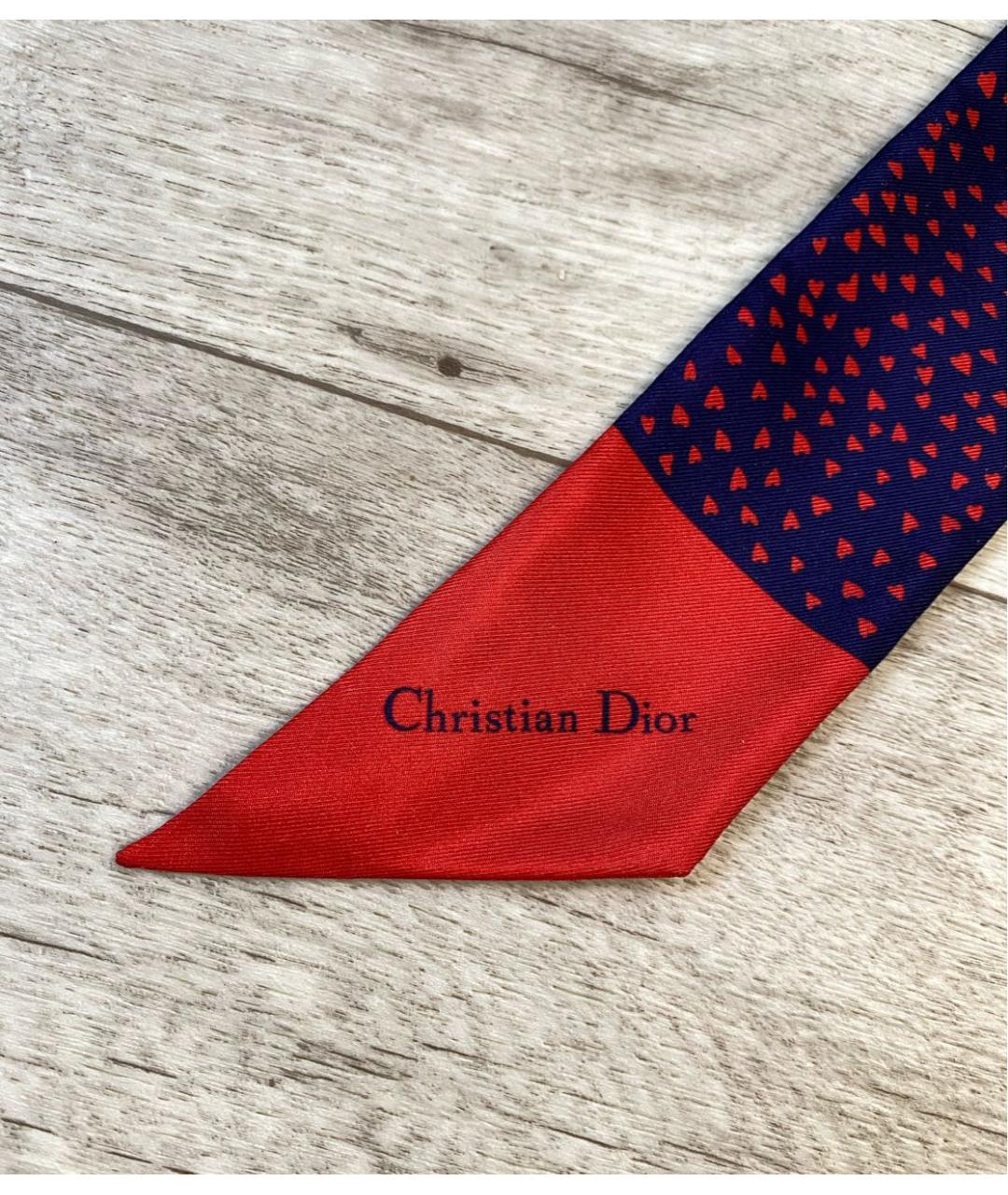CHRISTIAN DIOR Темно-синий шелковый платок, фото 4