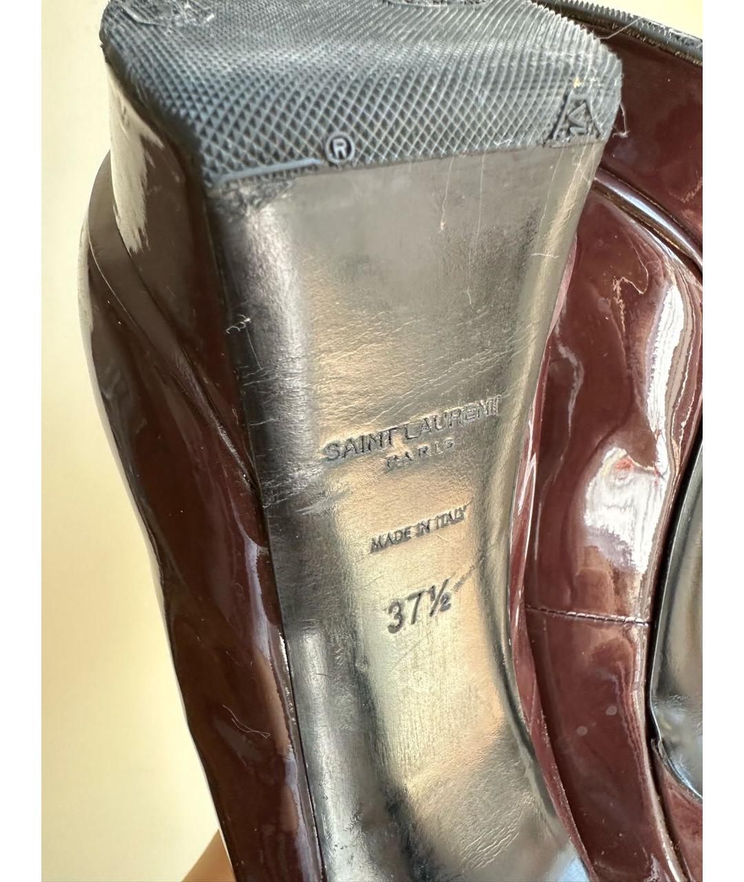 SAINT LAURENT Бордовые туфли из лакированной кожи, фото 5