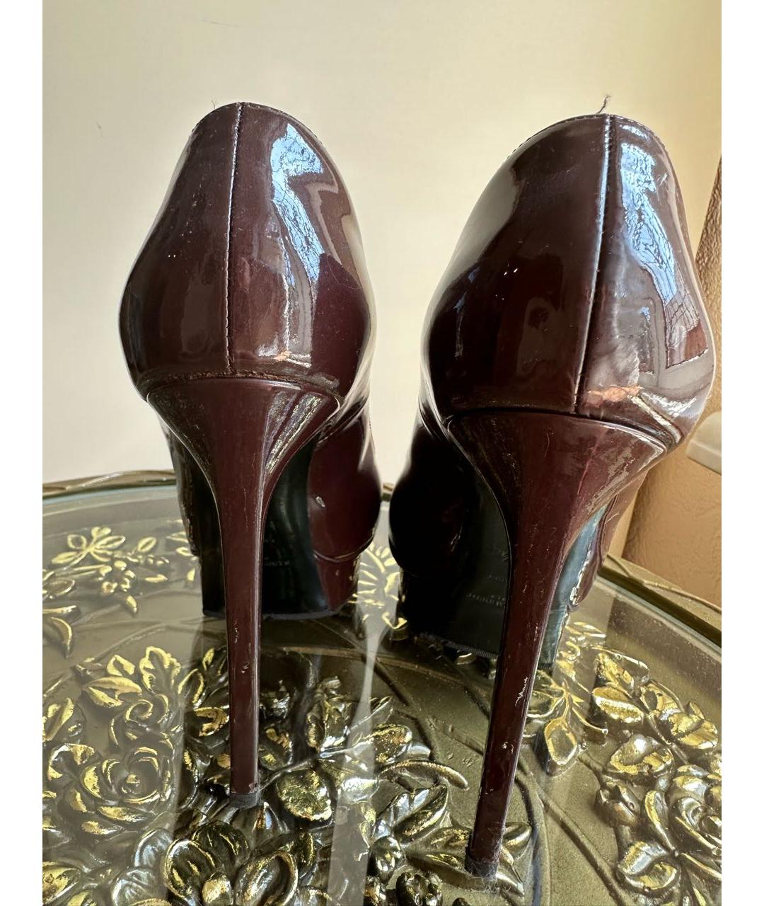 SAINT LAURENT Бордовые туфли из лакированной кожи, фото 4