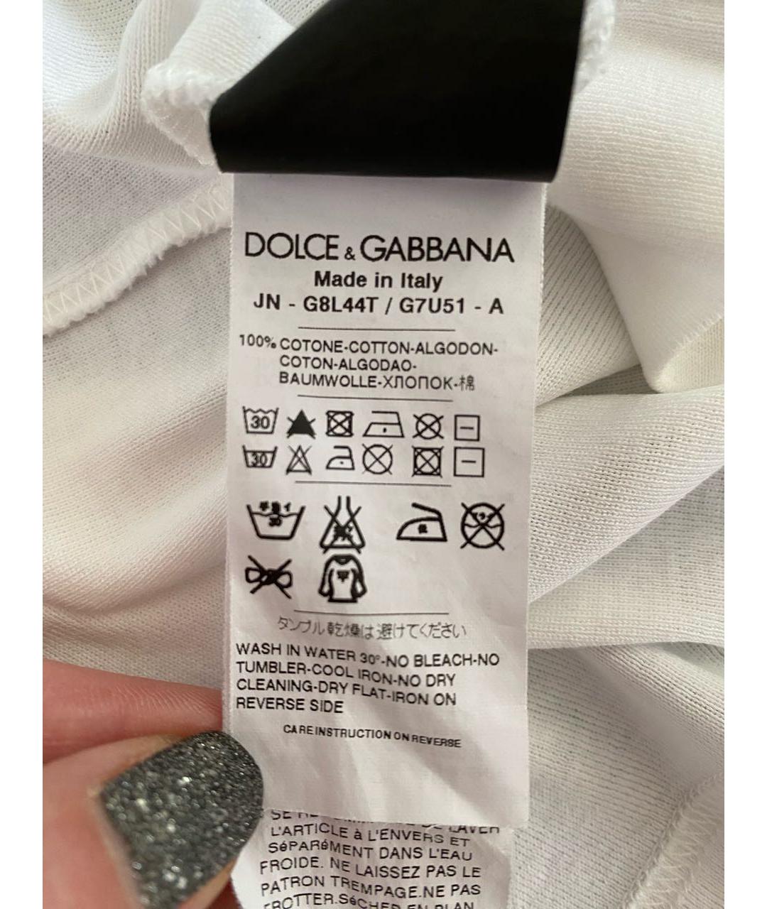 DOLCE&GABBANA Белая хлопковая майка, фото 3