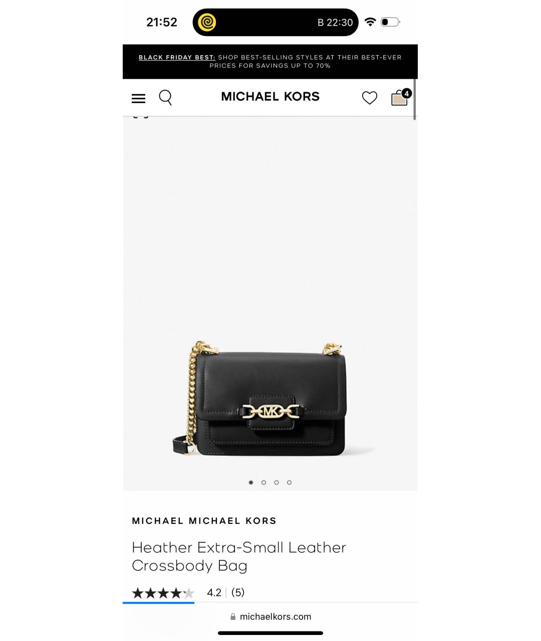 MICHAEL KORS Черная кожаная сумка через плечо, фото 7
