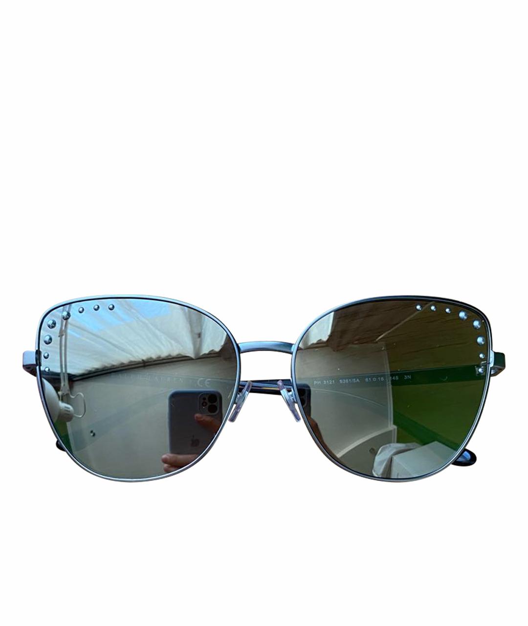 POLO RALPH LAUREN Серебряные металлические солнцезащитные очки, фото 1