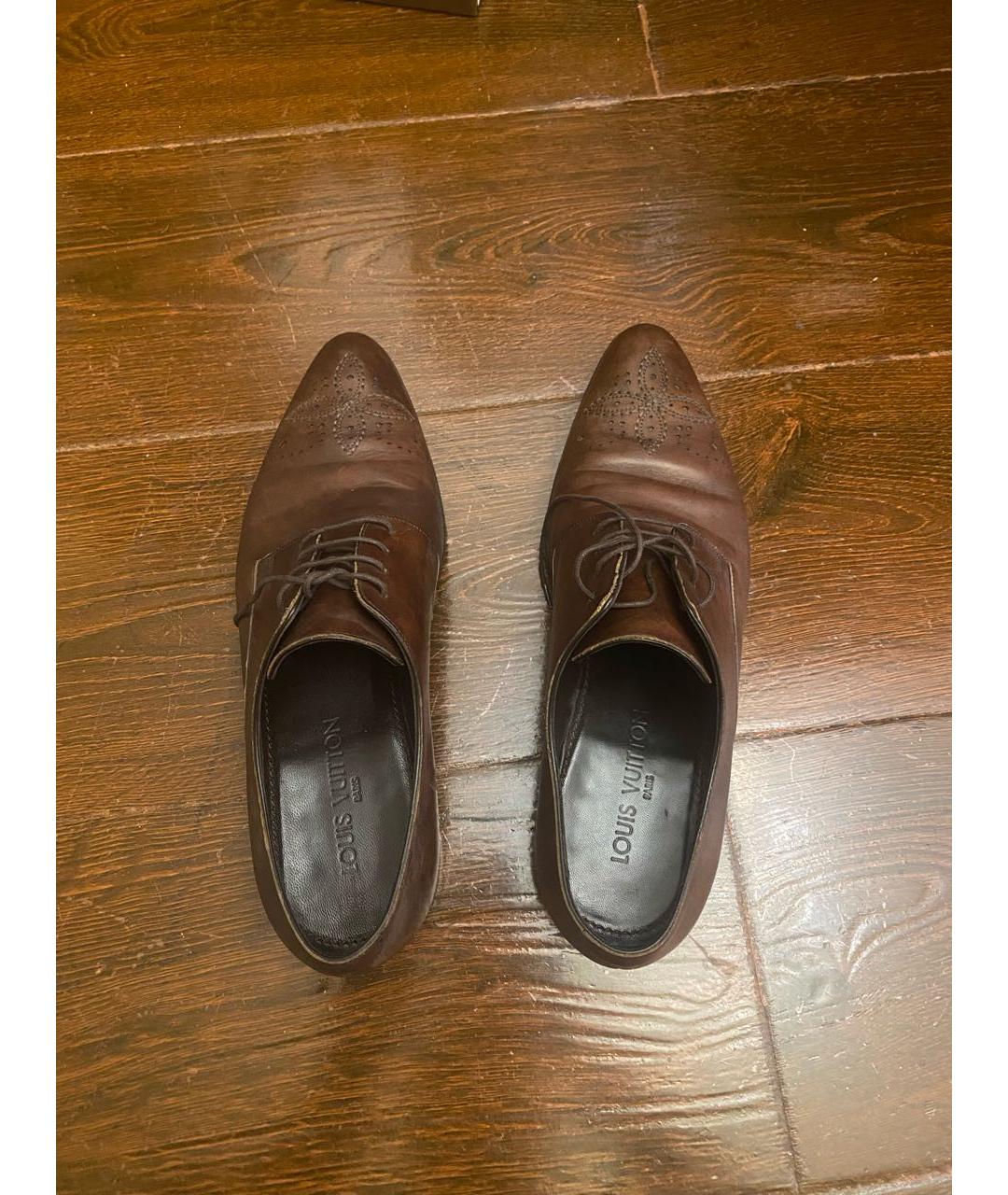 LOUIS VUITTON Коричневые кожаные туфли, фото 3
