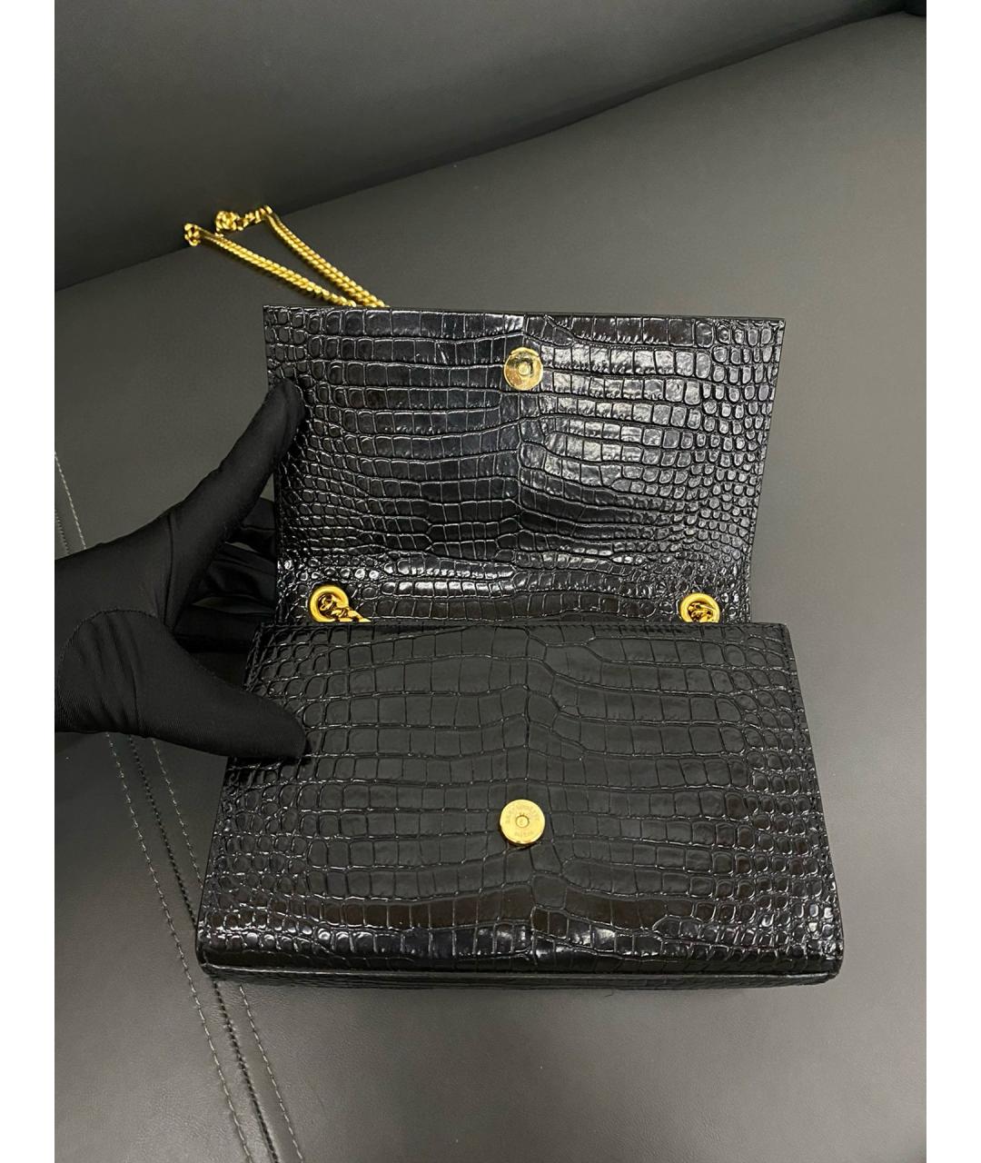 SAINT LAURENT Черная сумка через плечо из лакированной кожи, фото 7