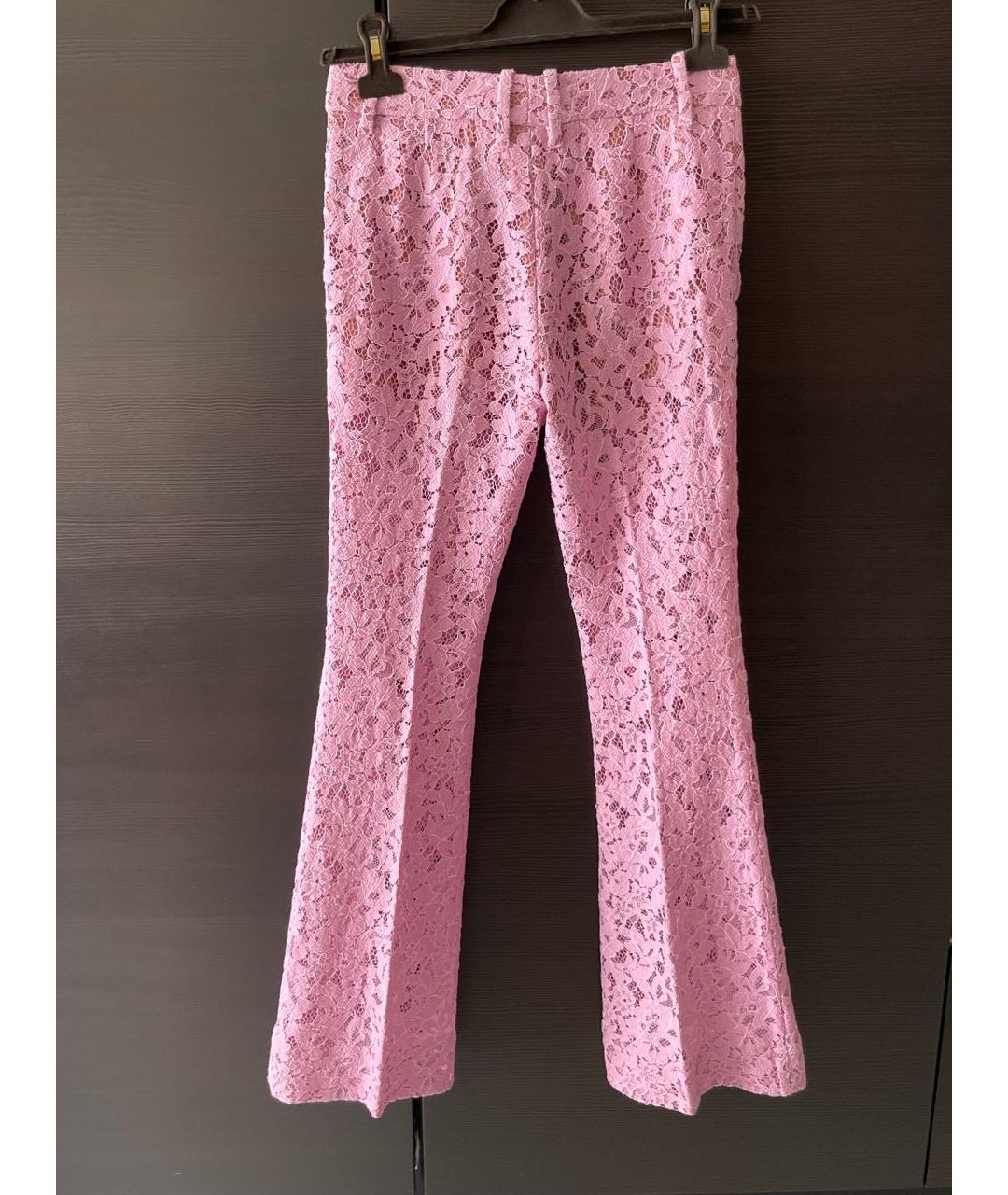 GUCCI Розовые хлопковые прямые брюки, фото 3
