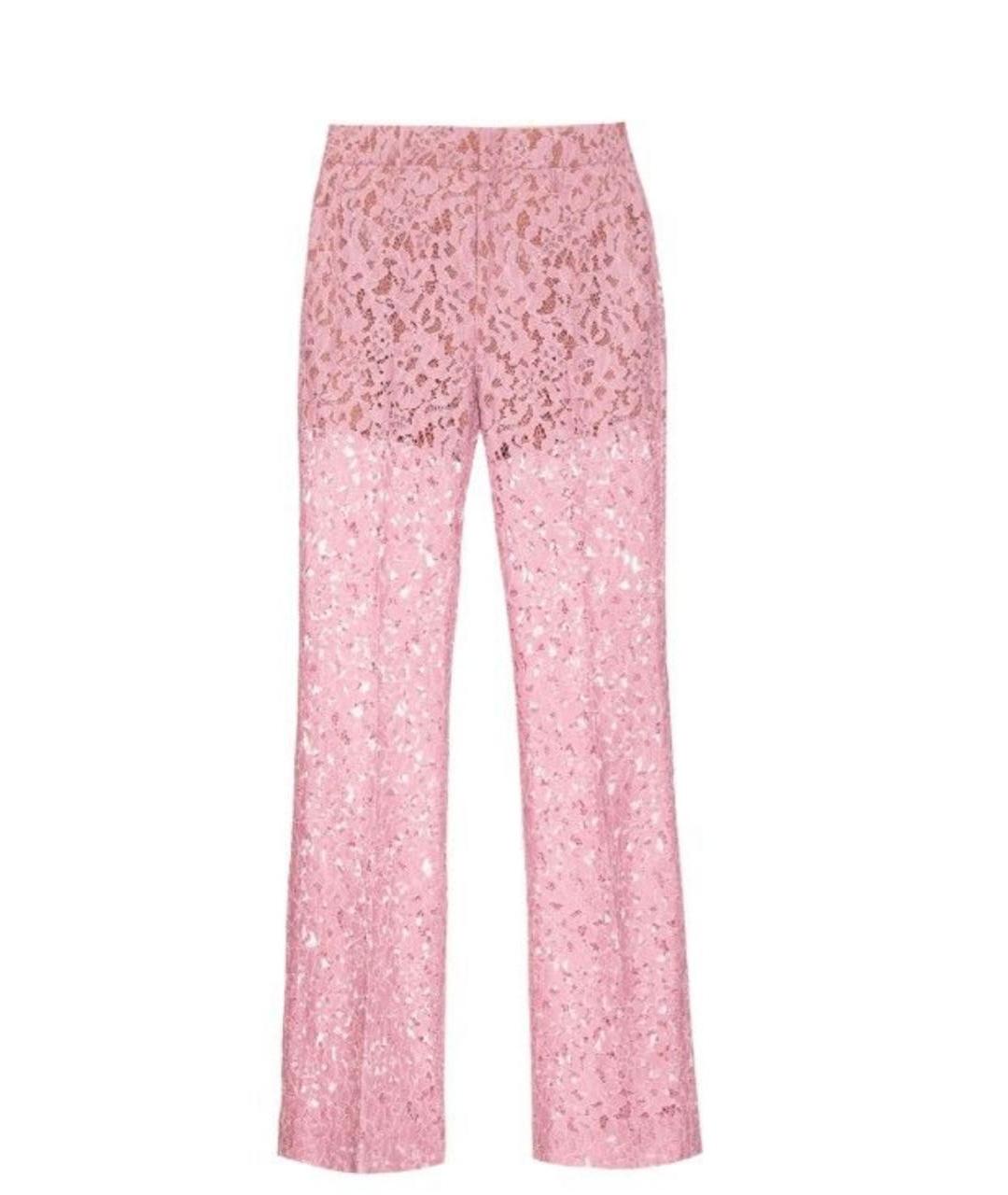 GUCCI Розовые хлопковые прямые брюки, фото 1