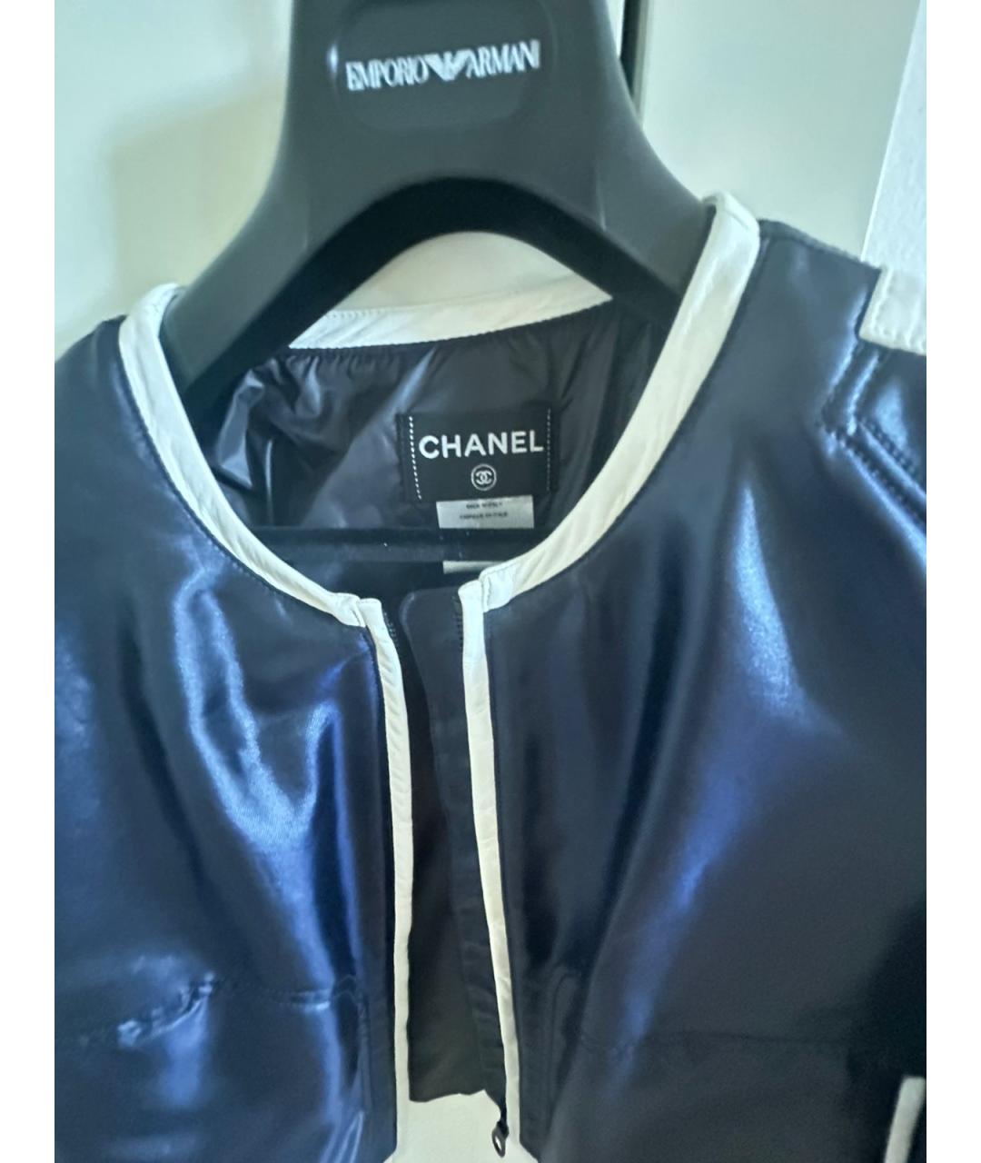 CHANEL Темно-синяя синтетическая куртка, фото 2