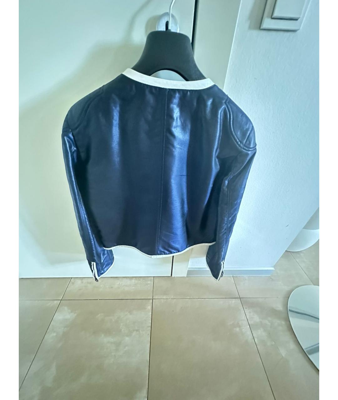 CHANEL Темно-синяя синтетическая куртка, фото 3