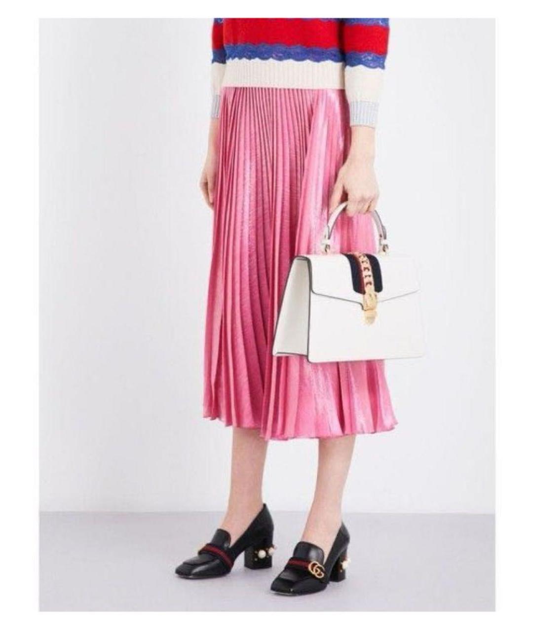 GUCCI Розовая шелковая юбка миди, фото 5