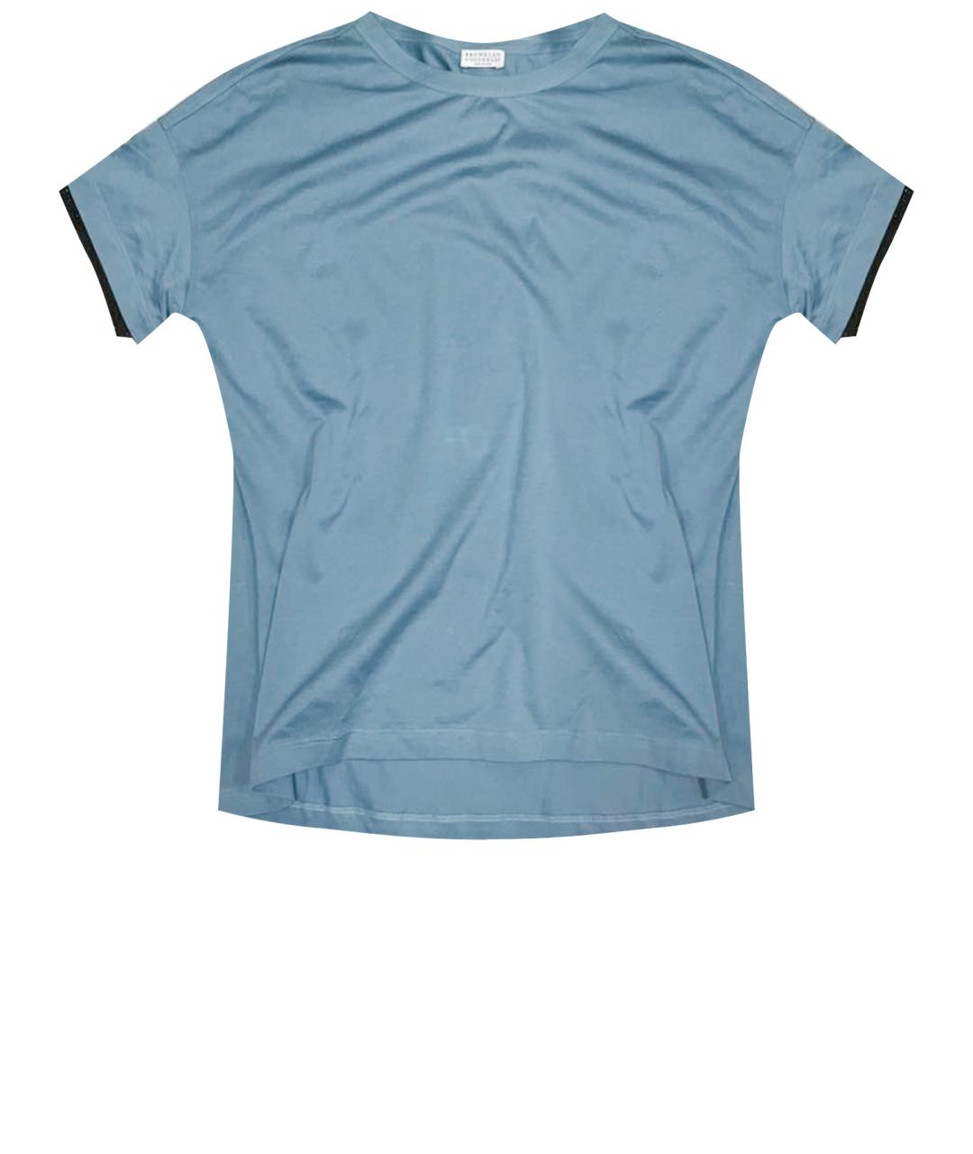 BRUNELLO CUCINELLI Голубая хлопковая футболка, фото 1
