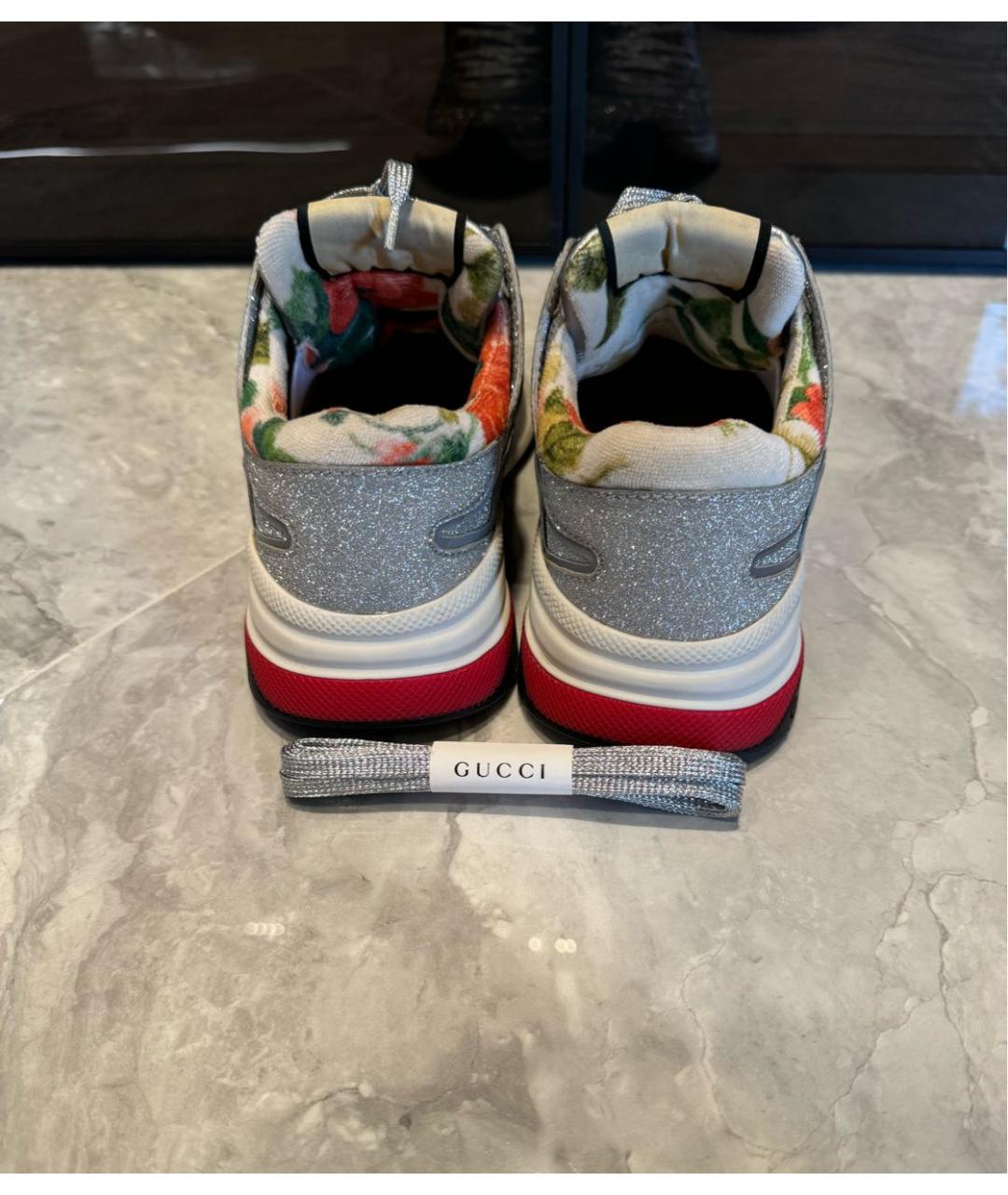 GUCCI Серебряные кроссовки, фото 5