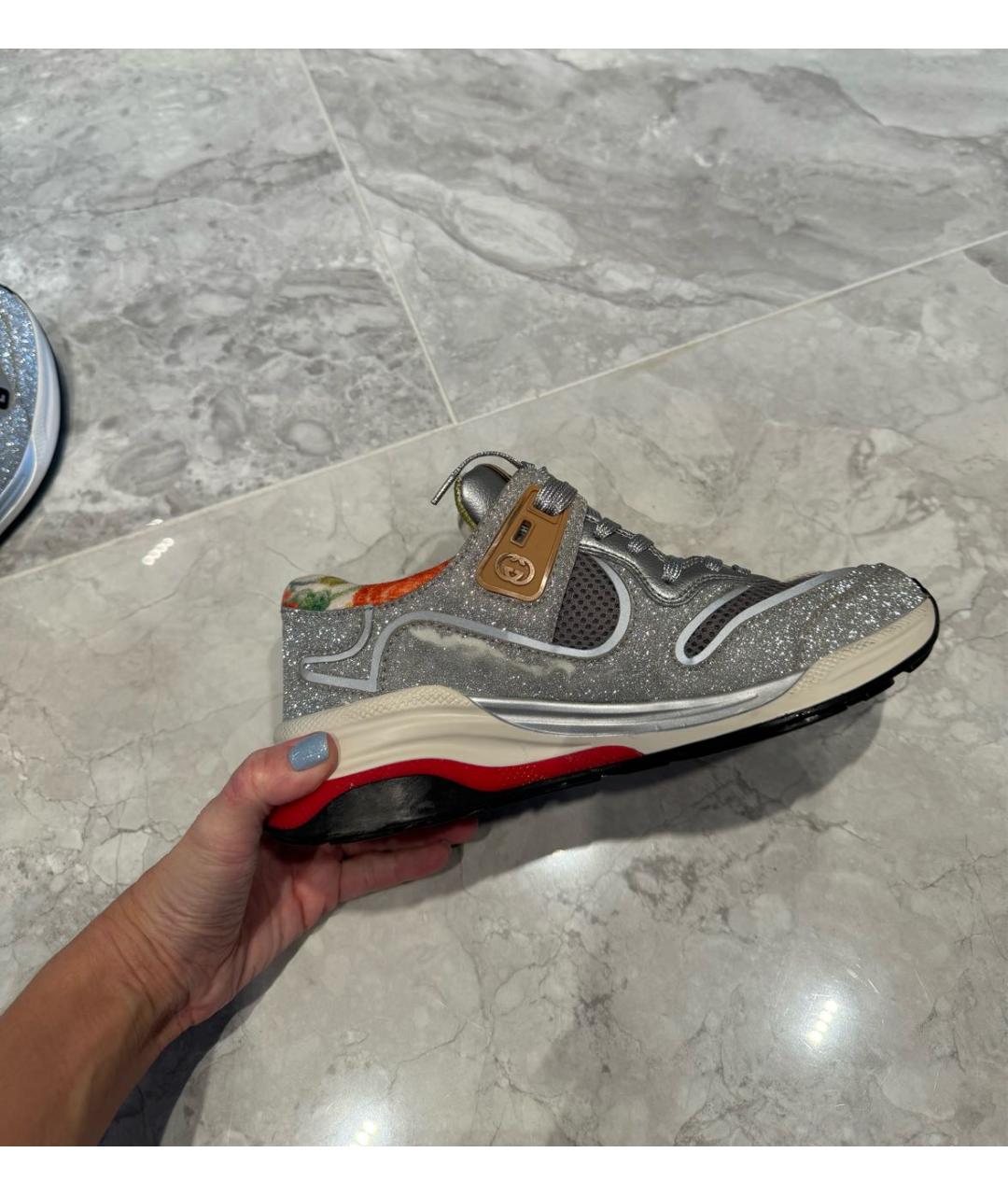 GUCCI Серебряные кроссовки, фото 8