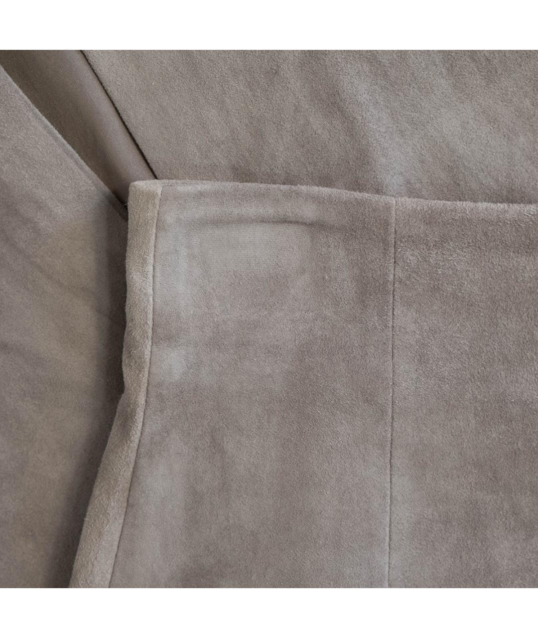 BRUNELLO CUCINELLI Серая замшевая юбка миди, фото 5