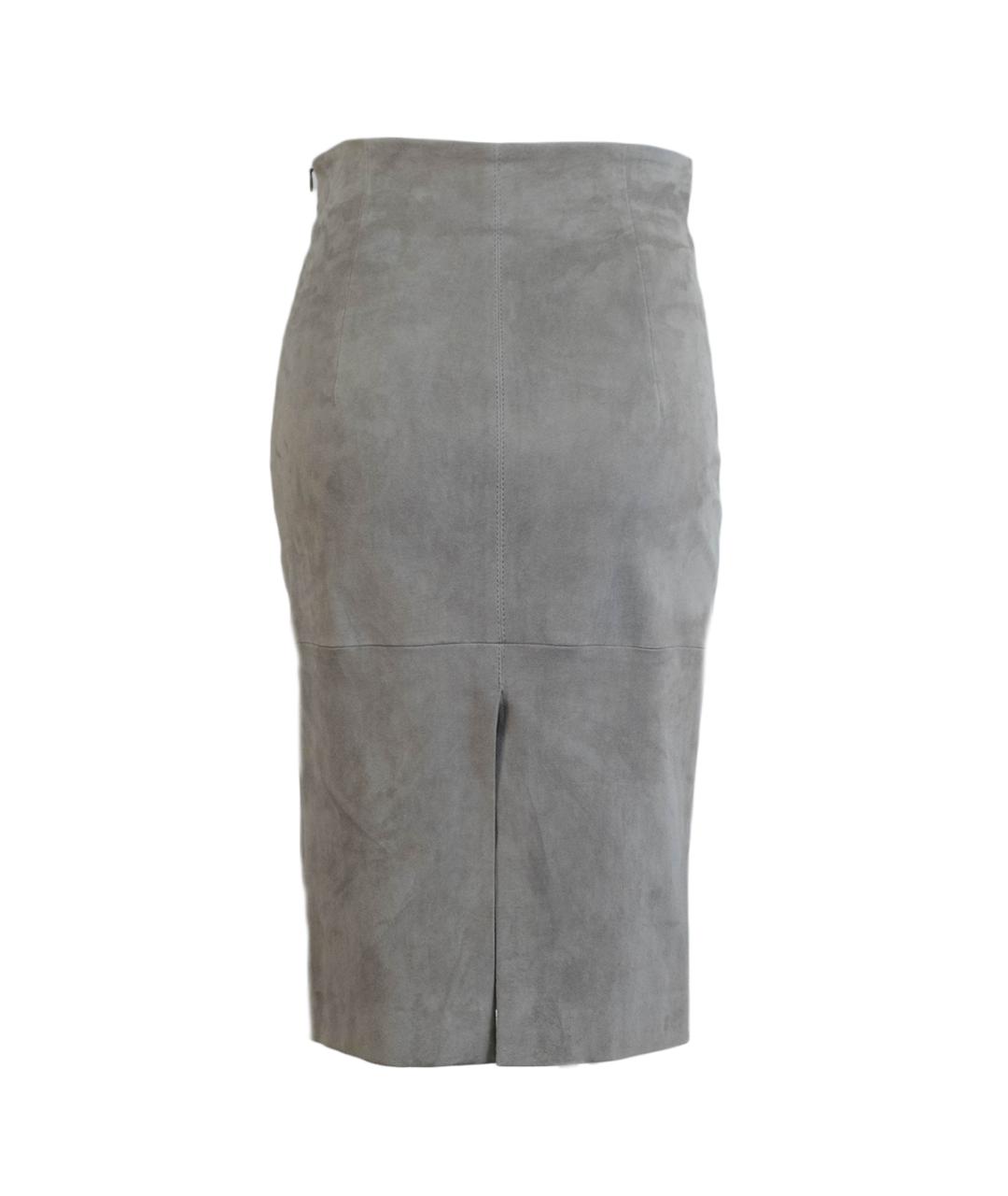 BRUNELLO CUCINELLI Серая замшевая юбка миди, фото 2