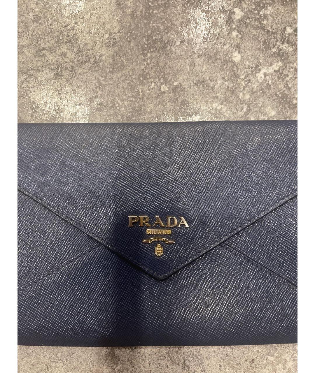 PRADA Темно-синий кожаный кошелек, фото 6