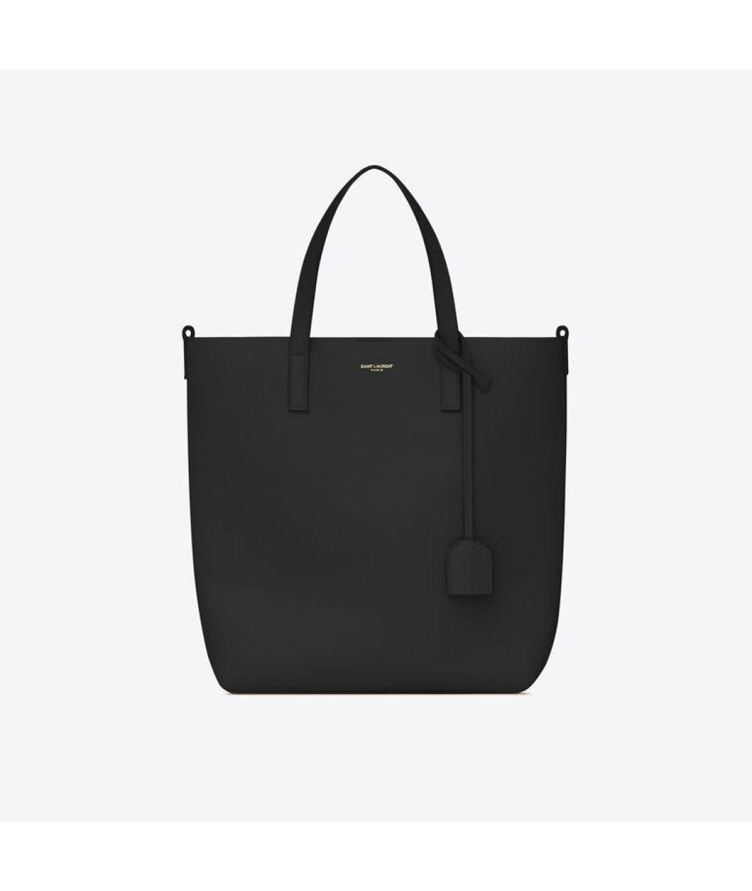 SAINT LAURENT Черная кожаная сумка тоут, фото 7