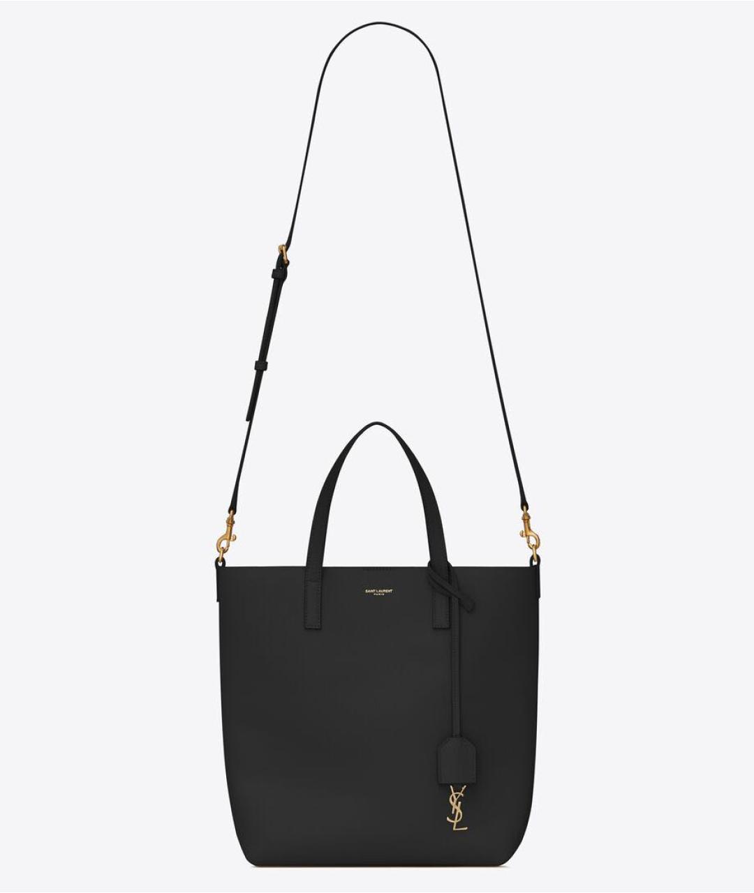SAINT LAURENT Черная кожаная сумка тоут, фото 5