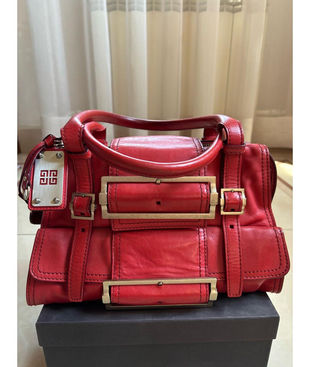 GIVENCHY Красная кожаная сумка с короткими ручками, фото 6