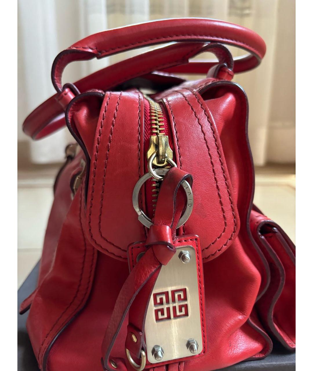 GIVENCHY Красная кожаная сумка с короткими ручками, фото 3