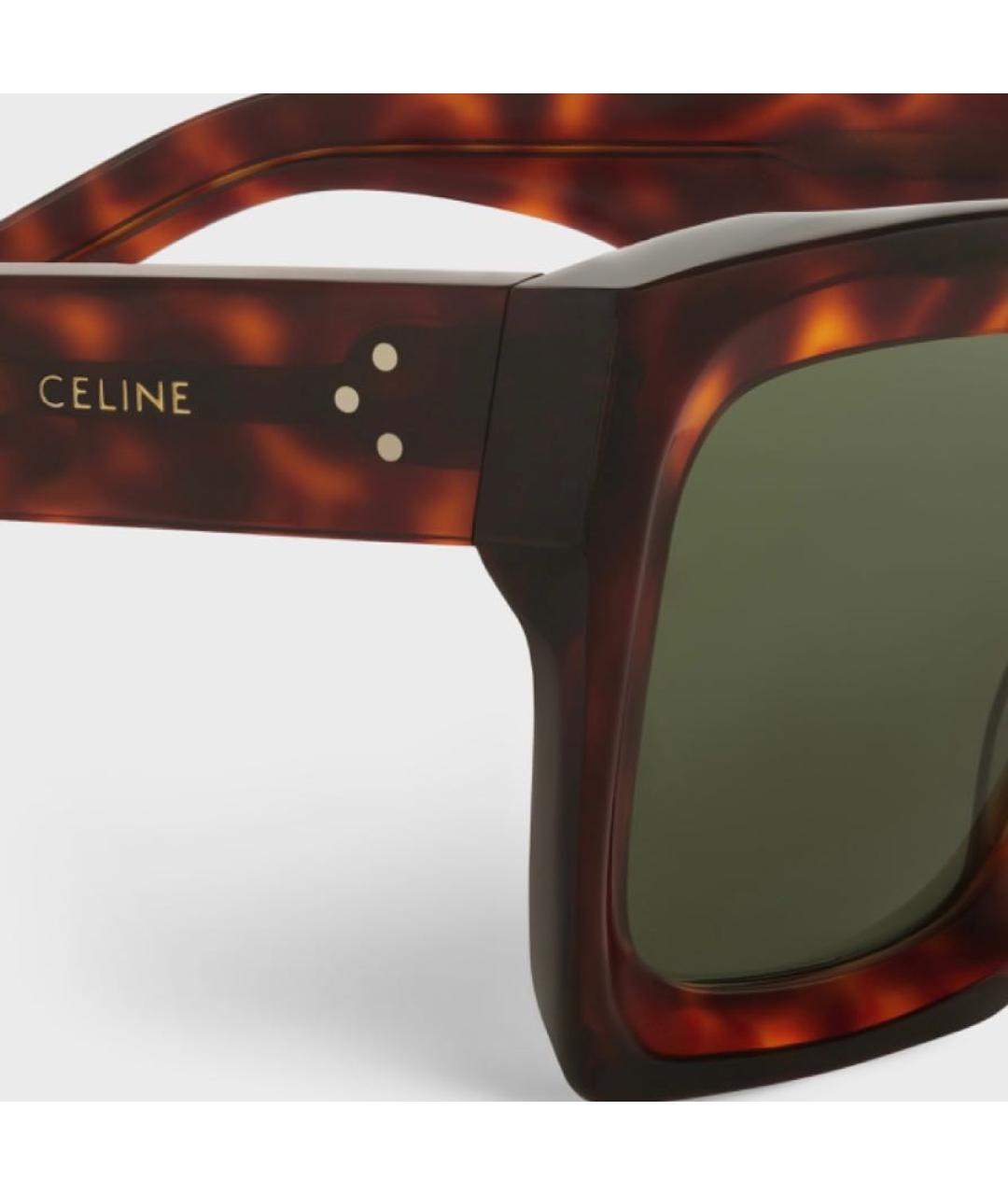CELINE Коричневые пластиковые солнцезащитные очки, фото 3