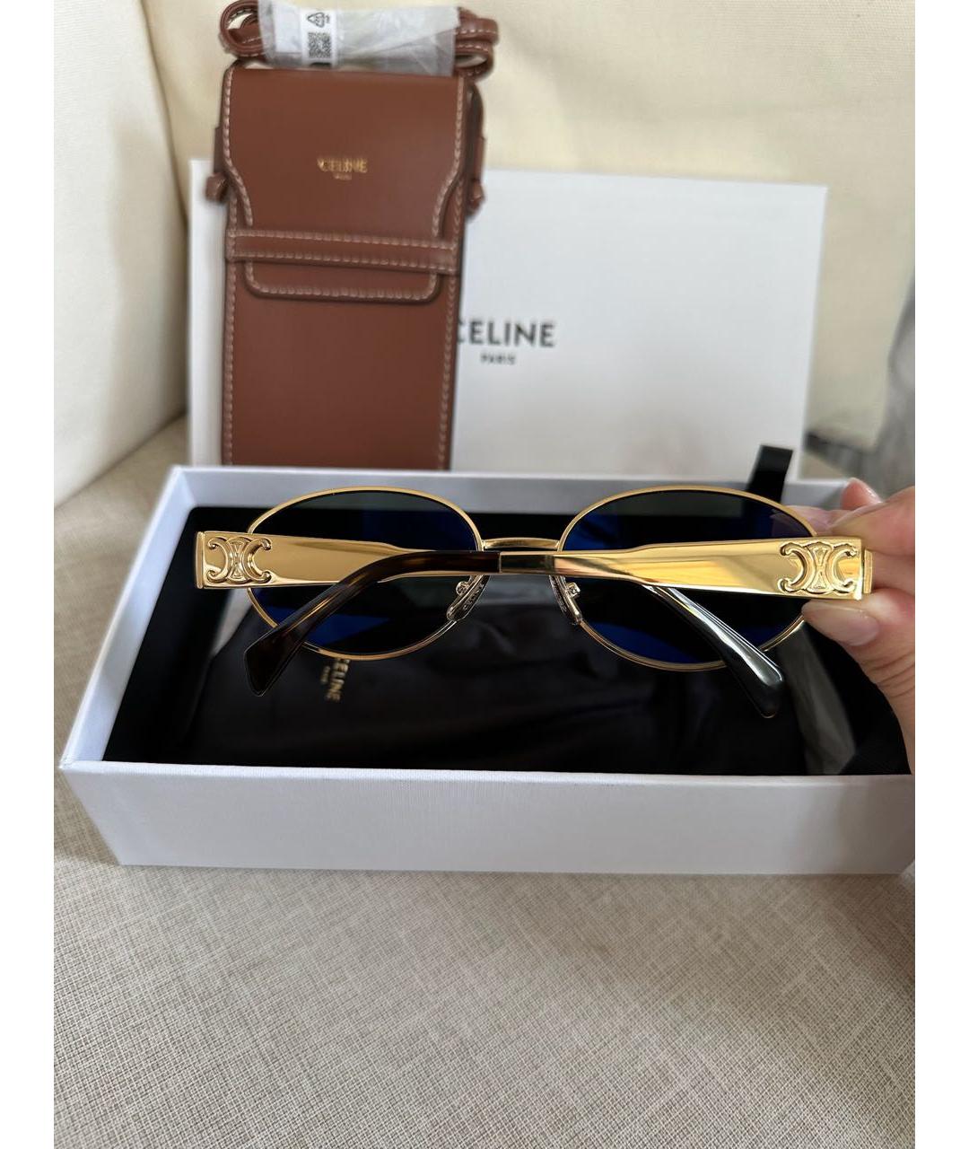 CELINE Золотые металлические солнцезащитные очки, фото 7