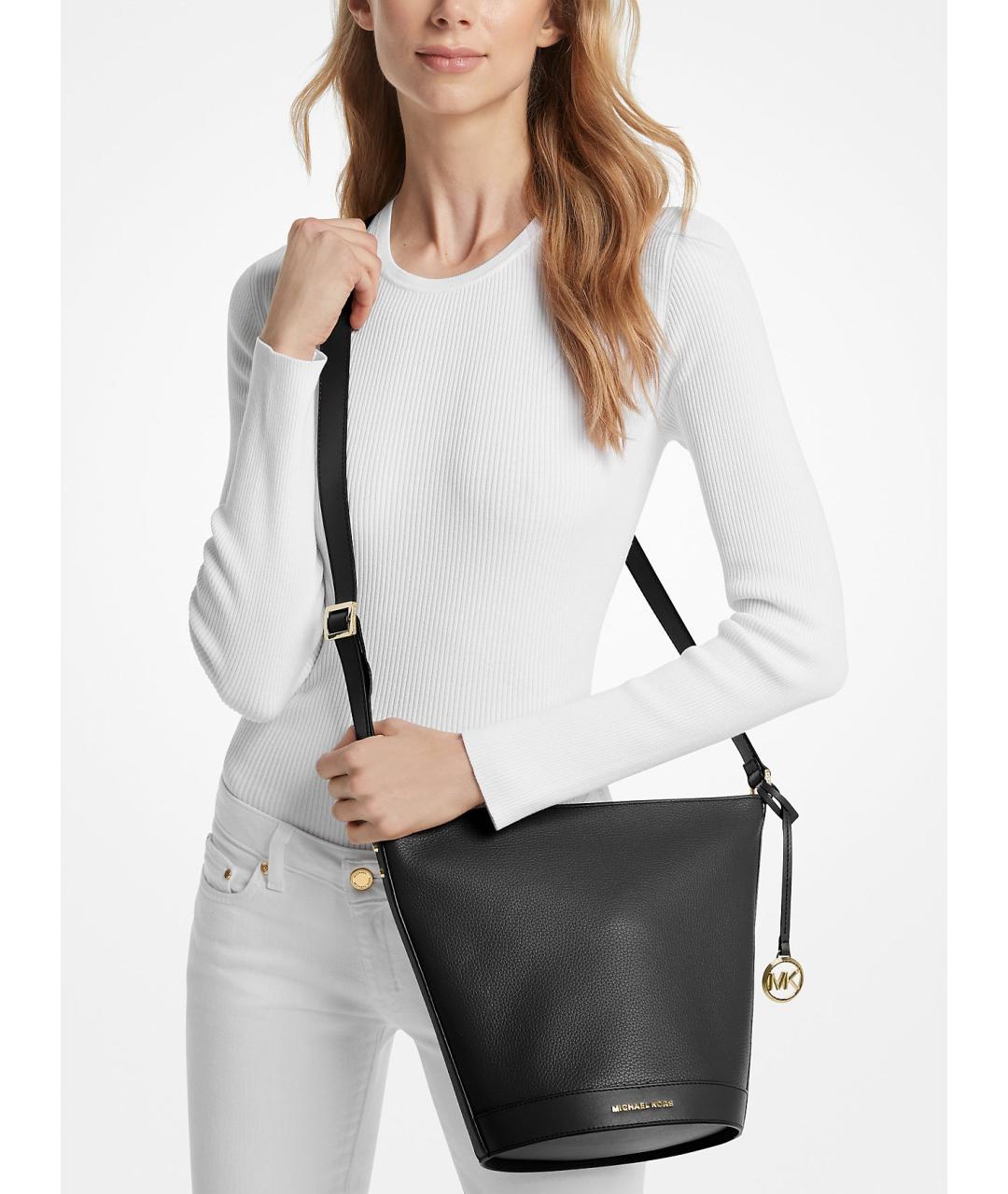 MICHAEL KORS Черная кожаная сумка через плечо, фото 2