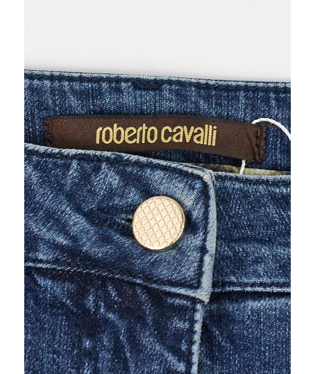 ROBERTO CAVALLI Синие хлопко-эластановые джинсы клеш, фото 3