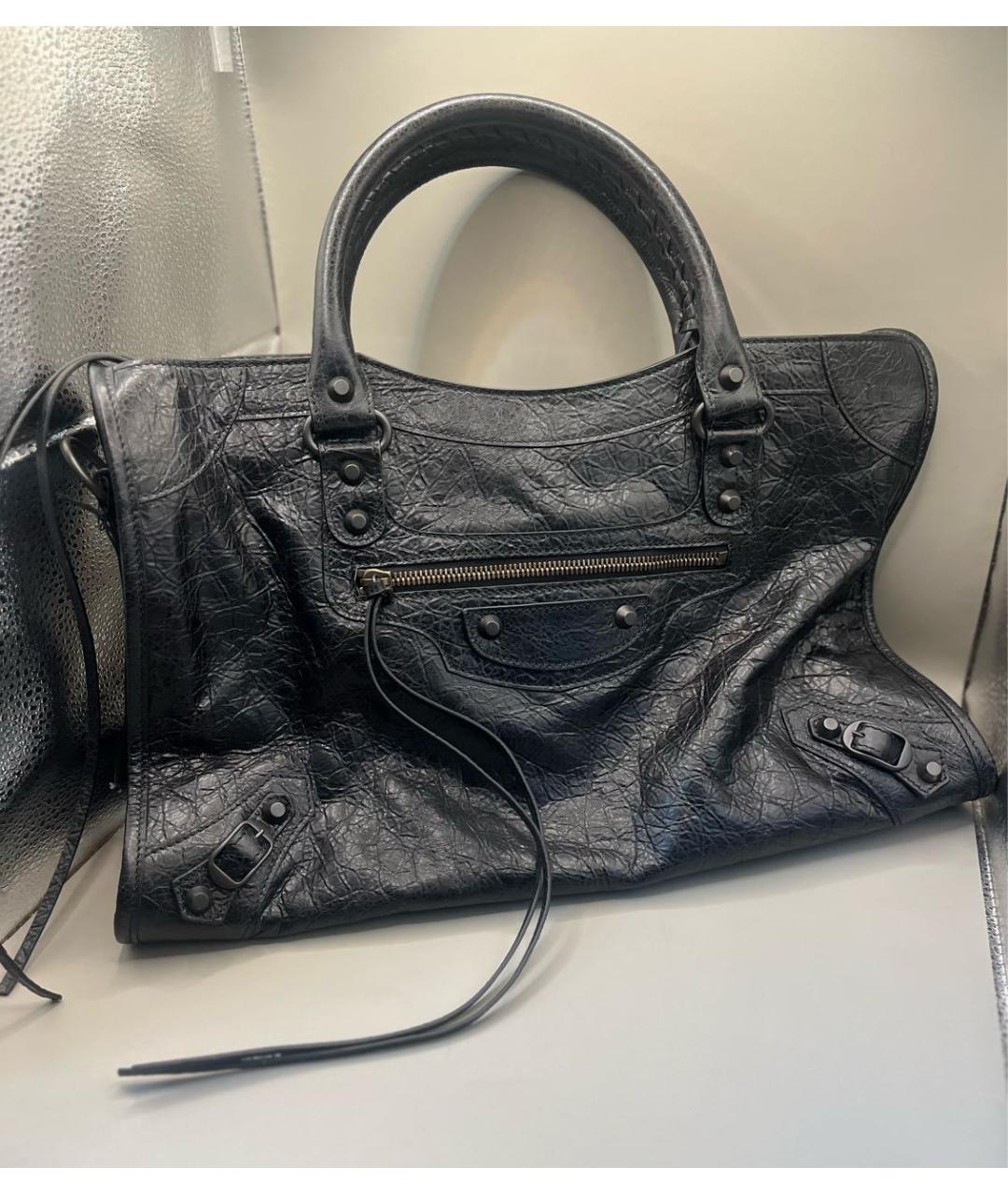 BALENCIAGA Черная кожаная сумка с короткими ручками, фото 5