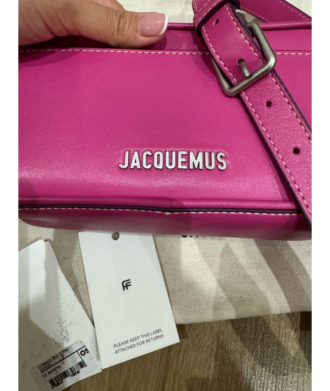JACQUEMUS Розовая кожаная сумка через плечо, фото 6