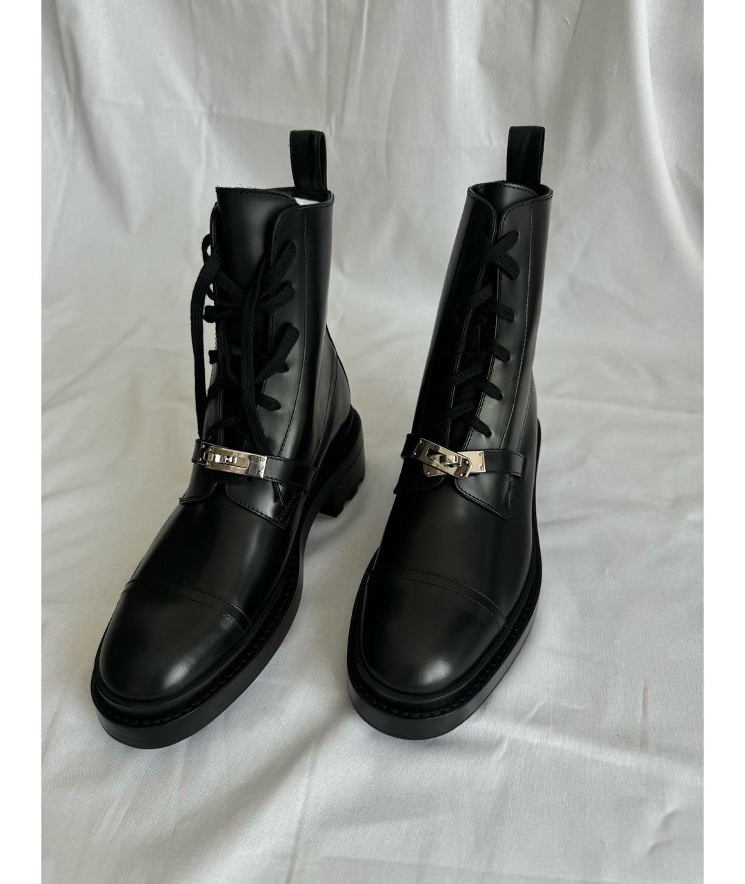 HERMES Черные кожаные ботинки, фото 2