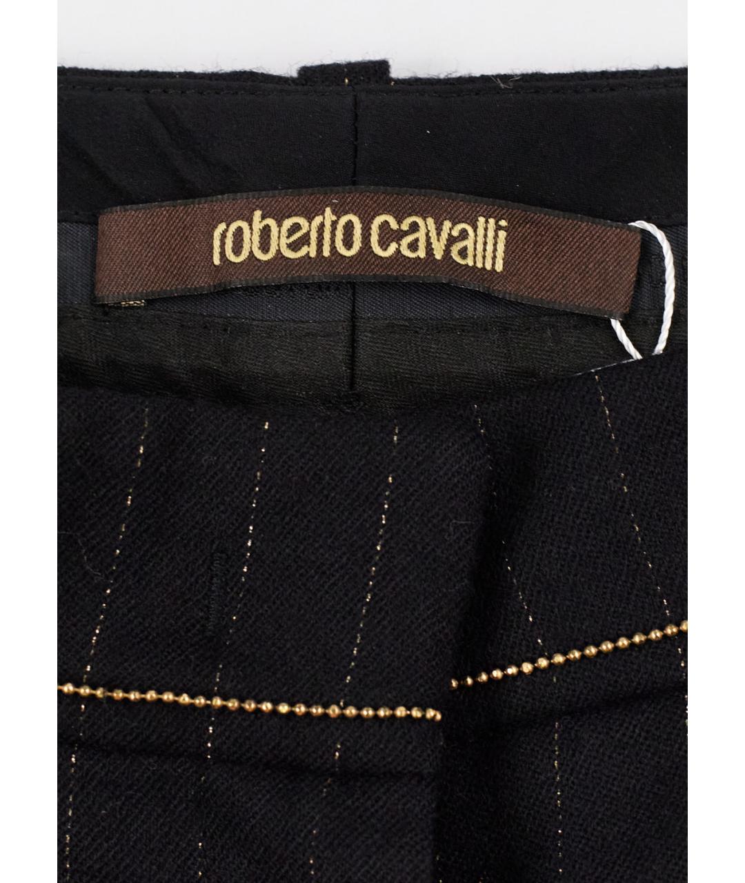 ROBERTO CAVALLI Черные шерстяные брюки широкие, фото 3