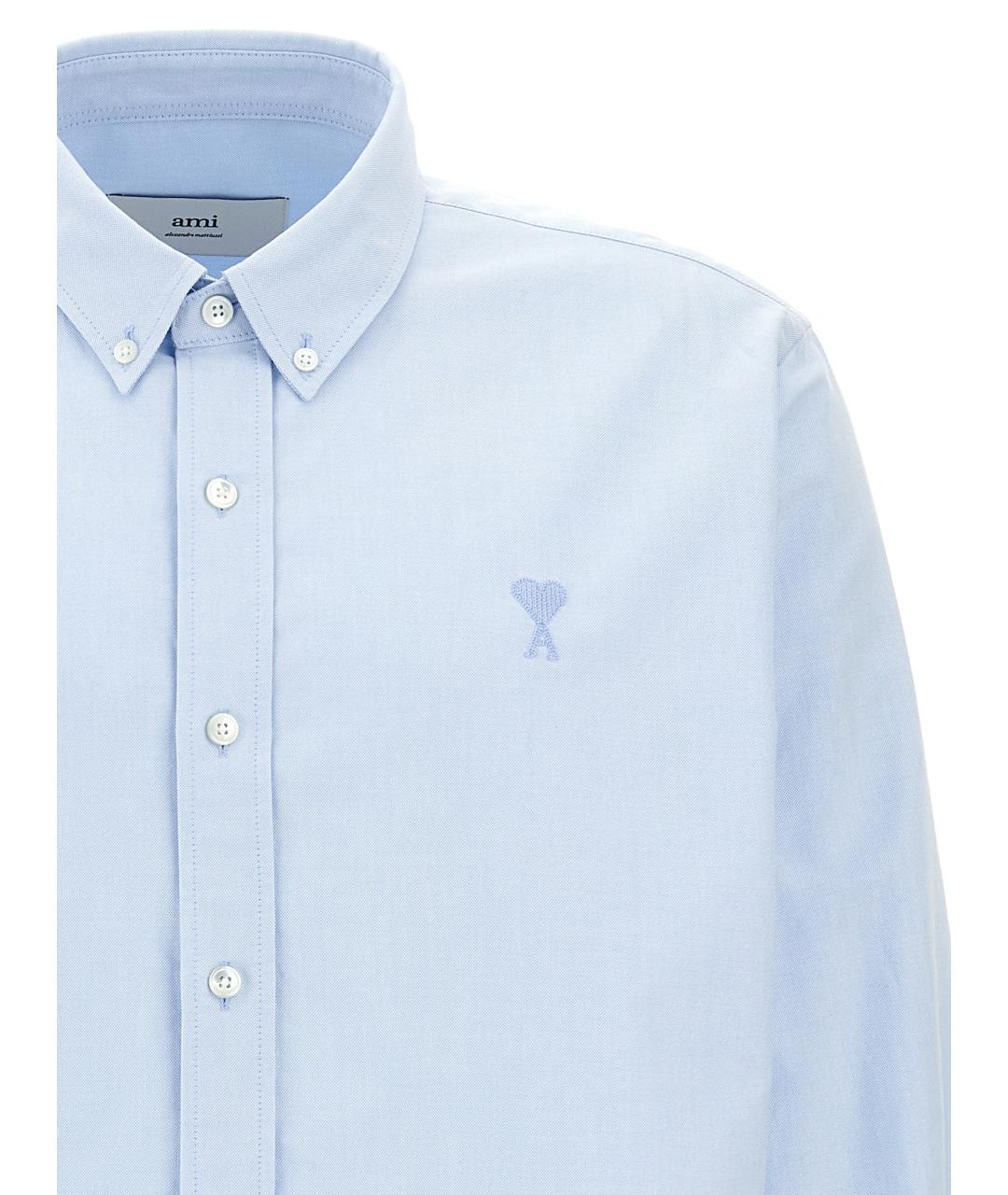 AMI Голубая хлопковая кэжуал рубашка, фото 3