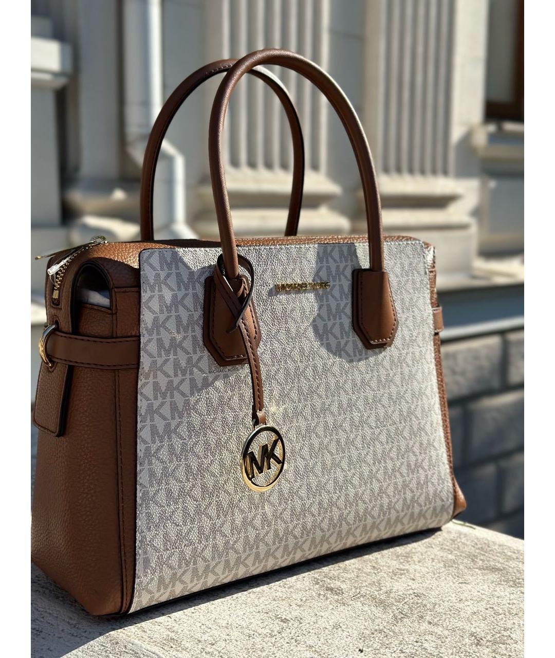 MICHAEL KORS Бежевая сумка с короткими ручками из искусственной кожи, фото 3