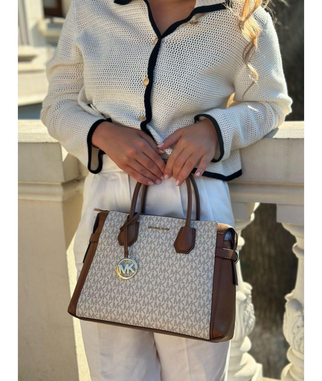 MICHAEL KORS Бежевая сумка с короткими ручками из искусственной кожи, фото 4