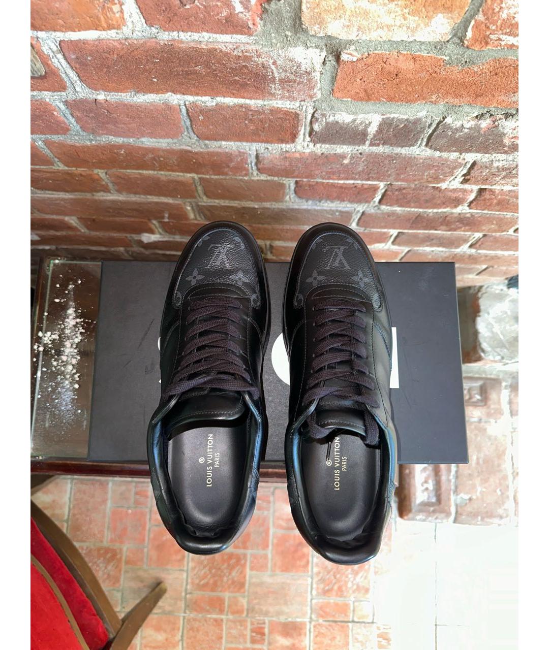 LOUIS VUITTON Черные кожаные низкие кроссовки / кеды, фото 3