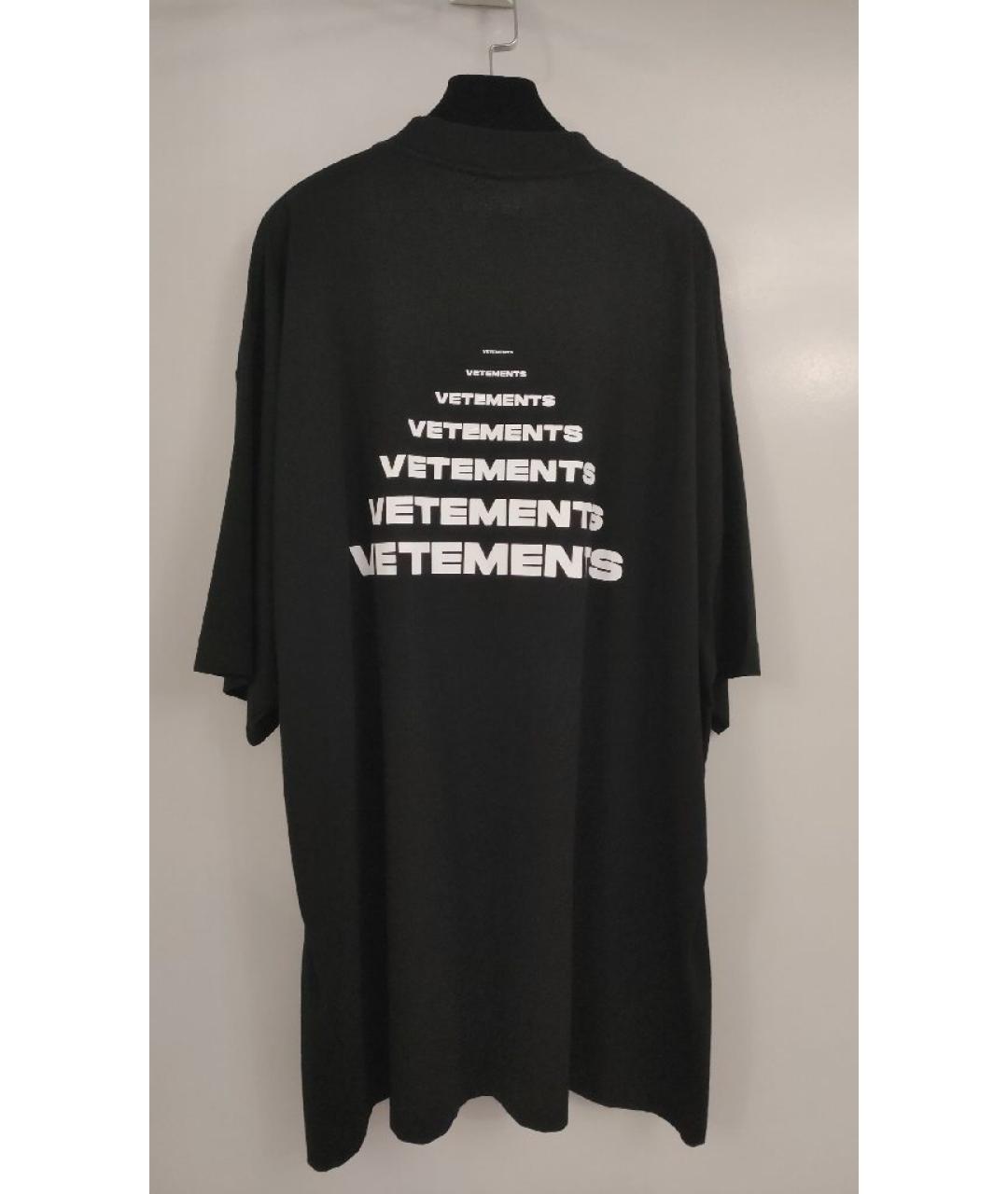 VETEMENTS Черная хлопковая футболка, фото 2