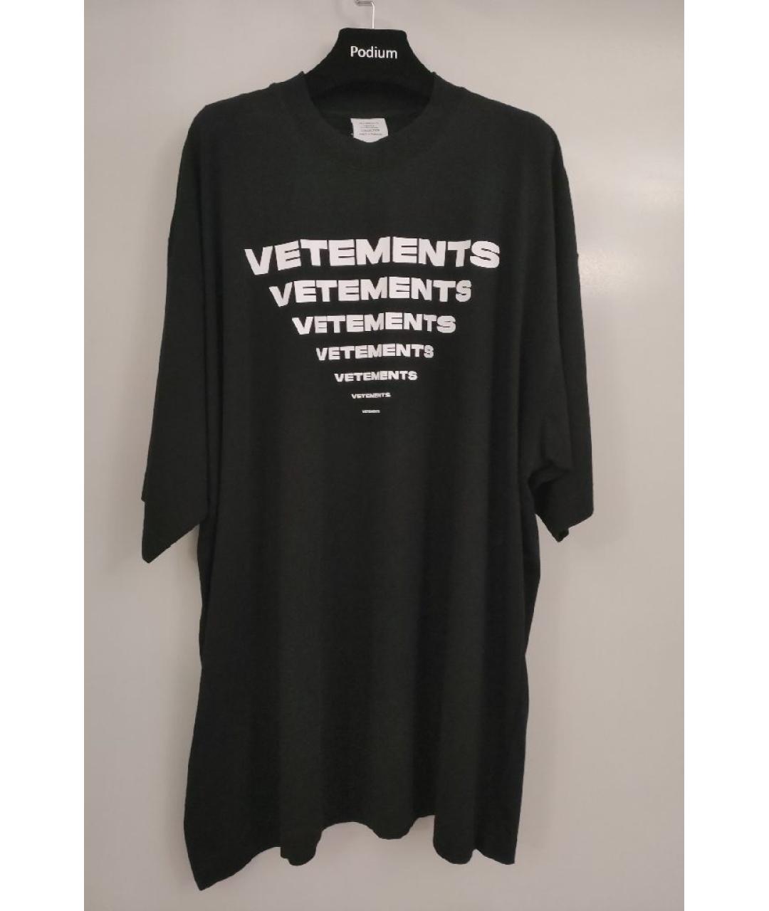 VETEMENTS Черная хлопковая футболка, фото 4