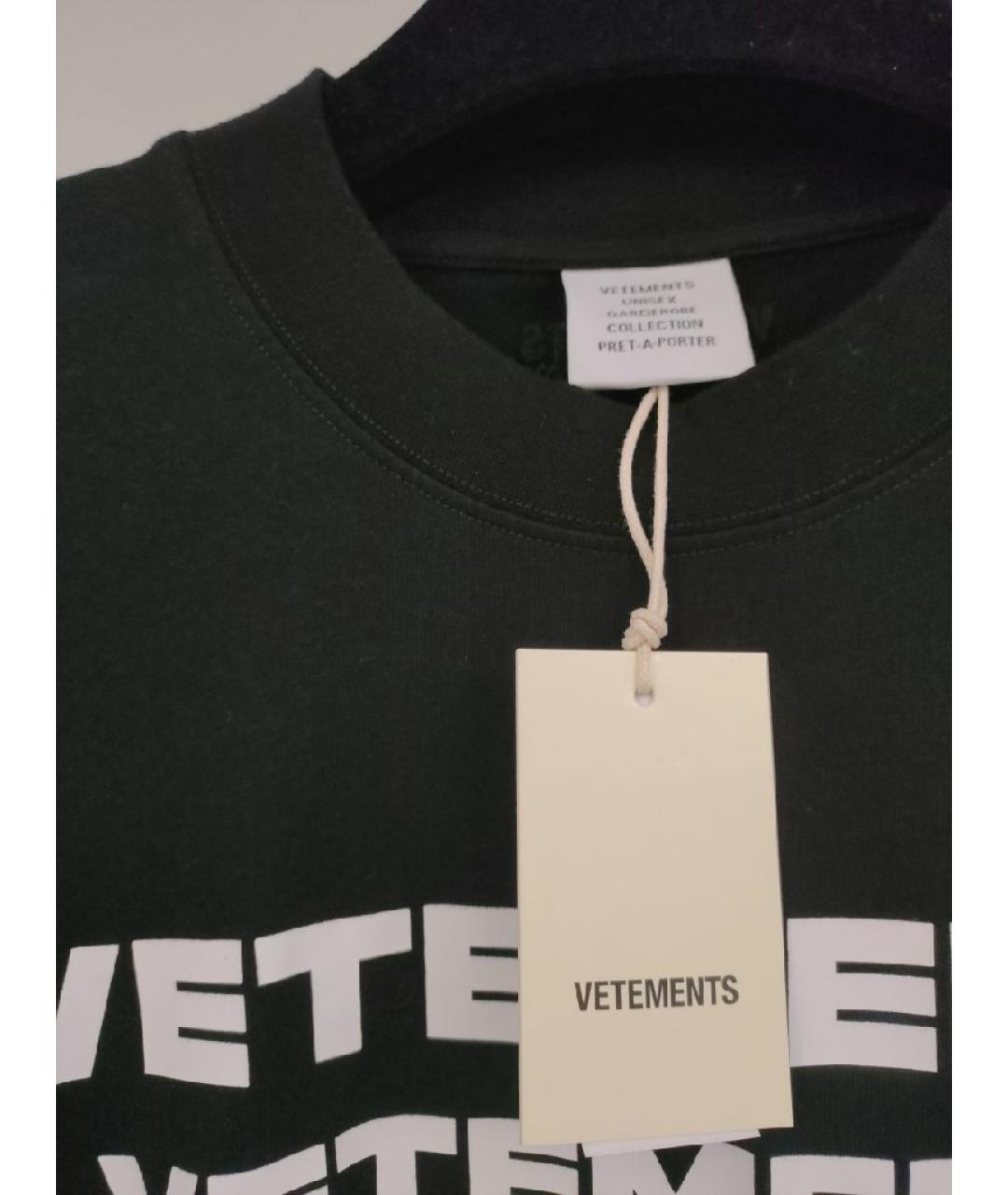 VETEMENTS Черная хлопковая футболка, фото 3