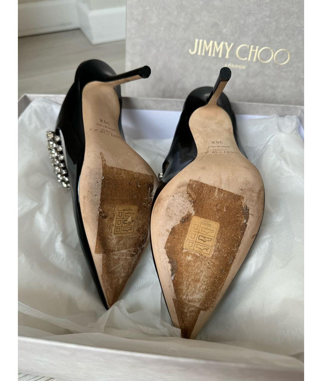 JIMMY CHOO Черные кожаные мюли, фото 6