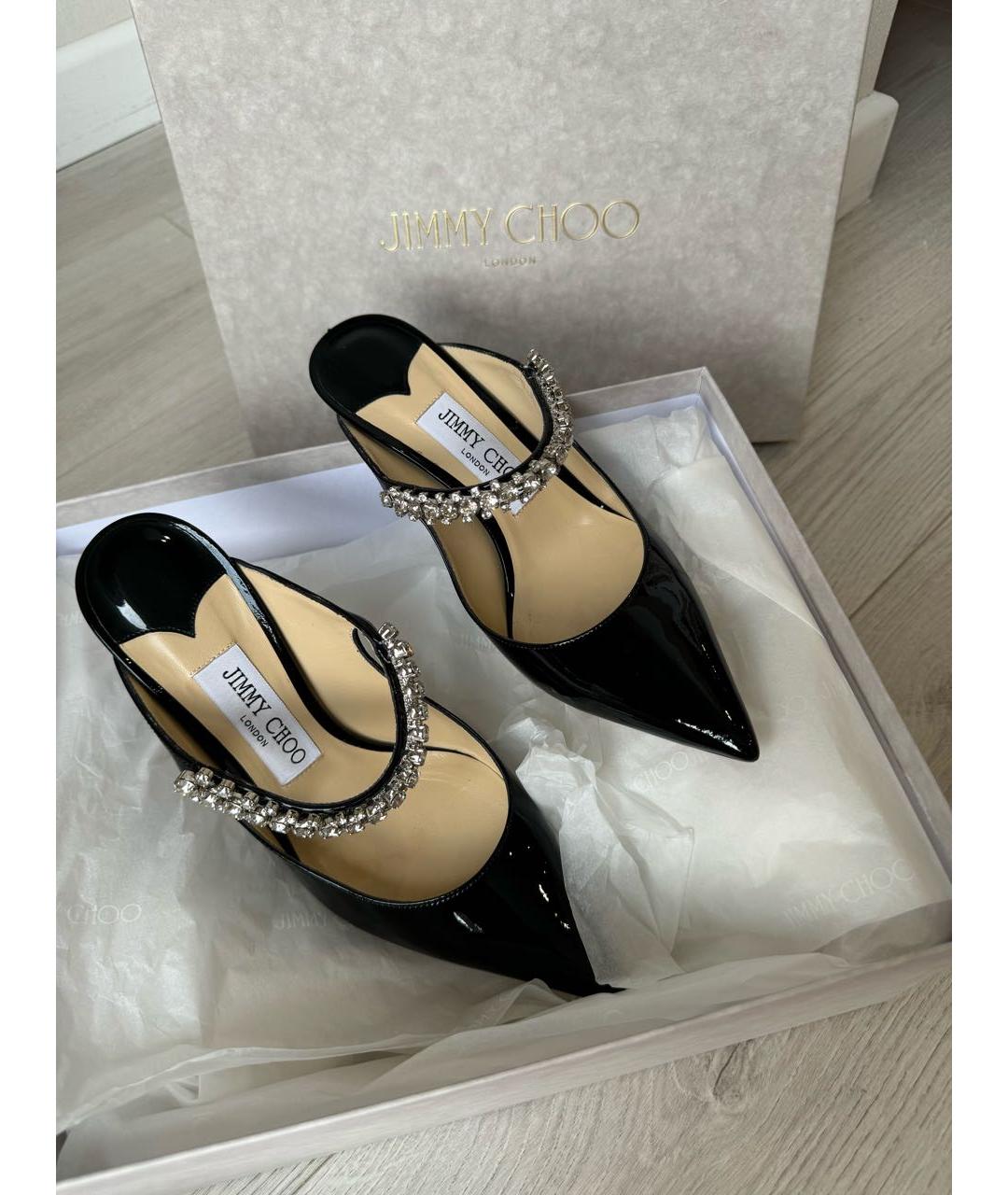 JIMMY CHOO Черные кожаные мюли, фото 7