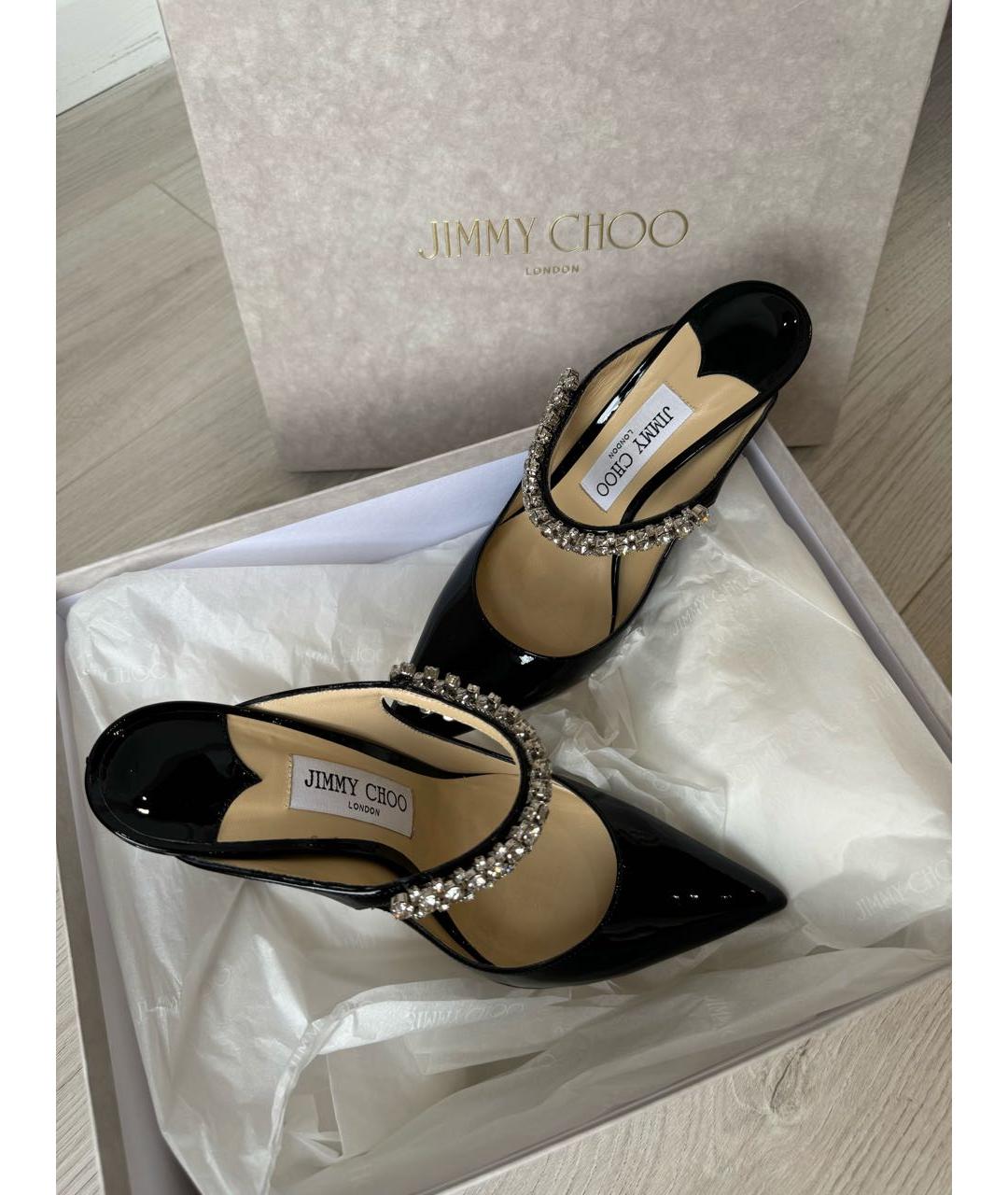 JIMMY CHOO Черные кожаные мюли, фото 5