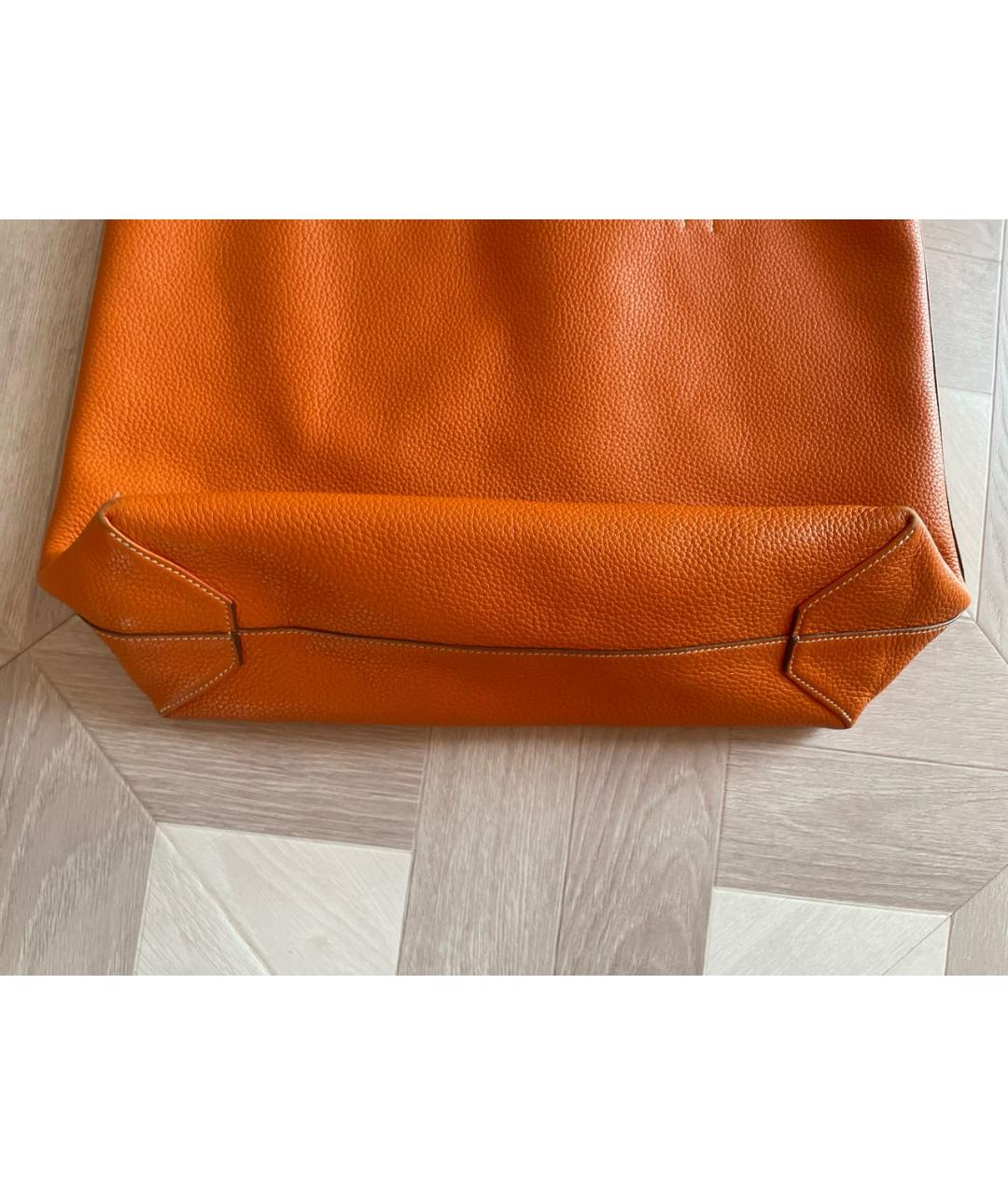 HERMES Оранжевая сумка тоут из лакированной кожи, фото 4