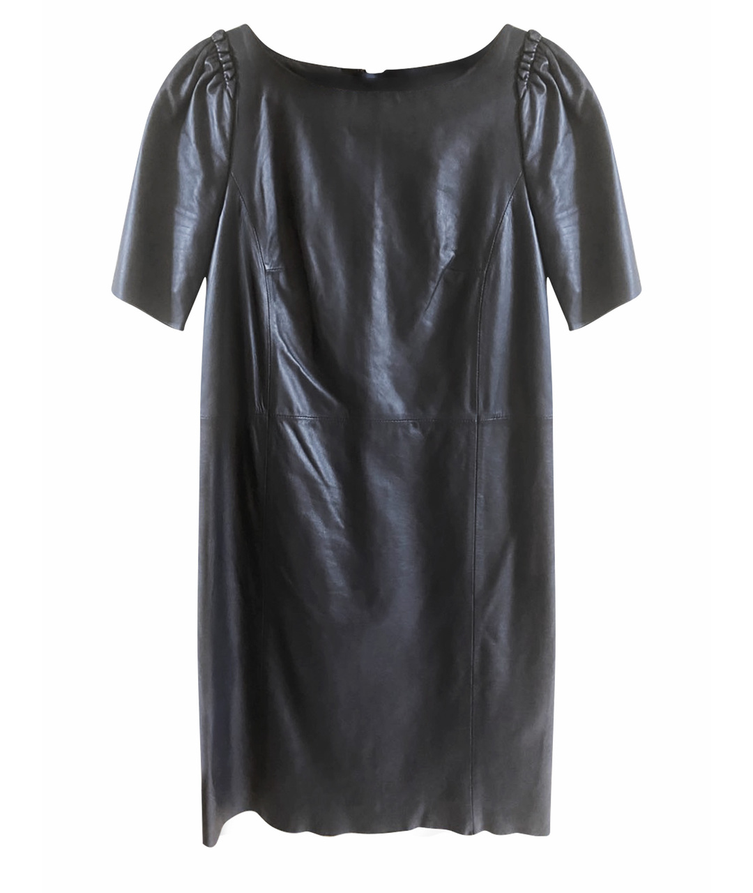 COSIMO VINCI Темно-синее кожаное повседневное платье, фото 1