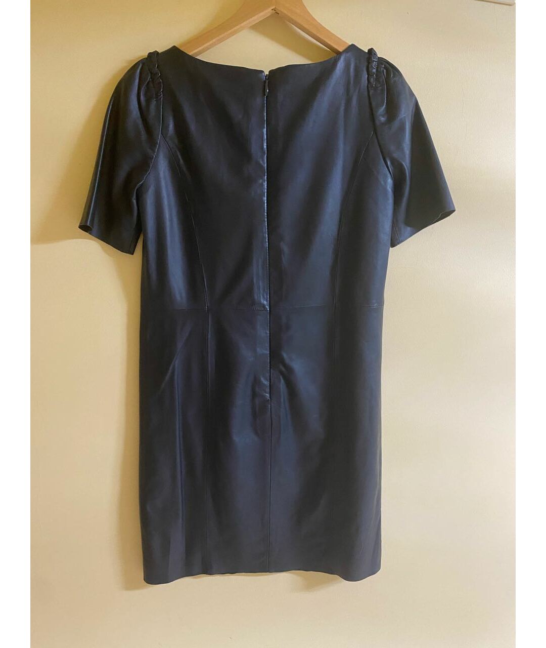 COSIMO VINCI Темно-синее кожаное повседневное платье, фото 2