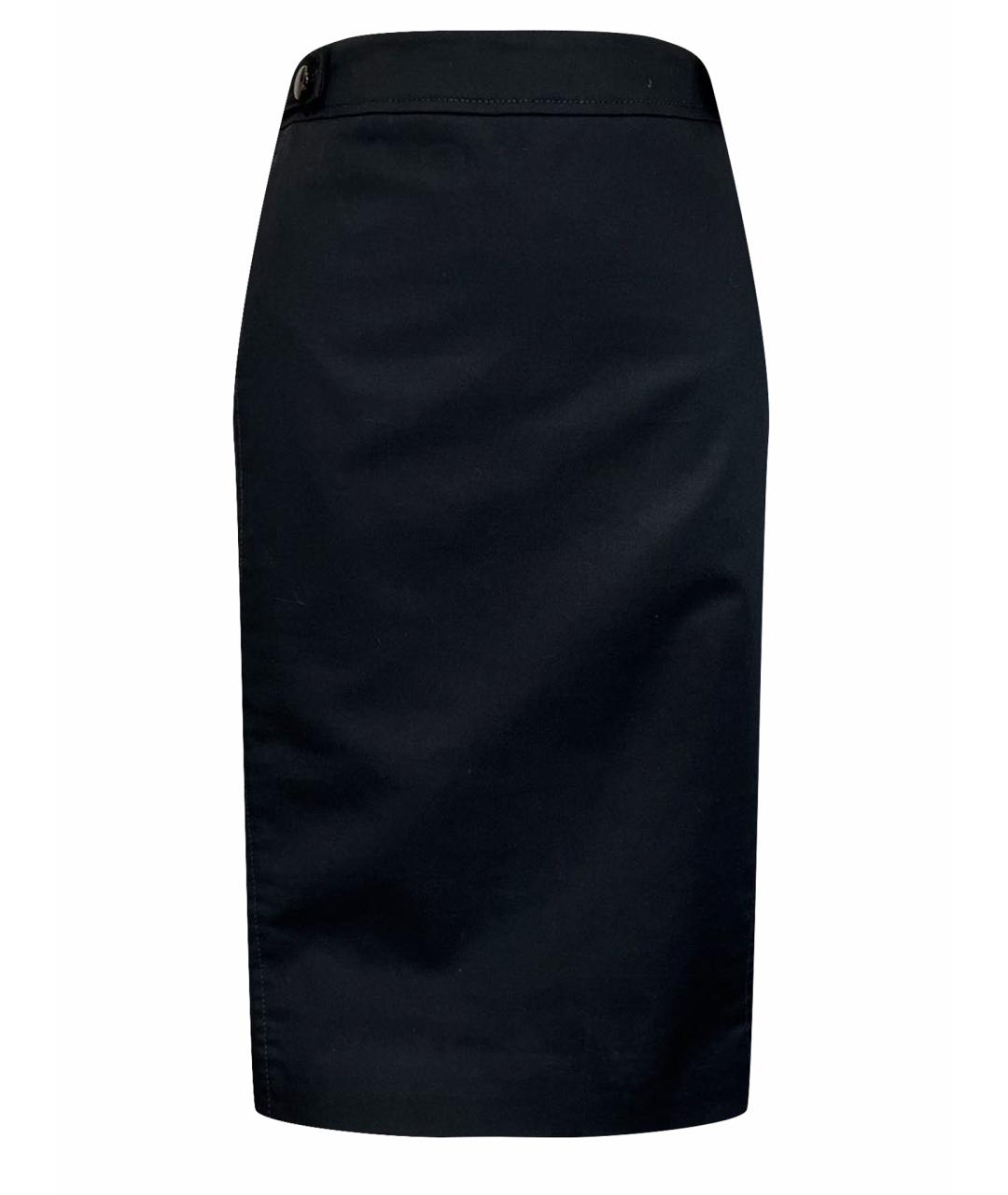 VERSACE JEANS COUTURE Черная хлопко-эластановая юбка миди, фото 1