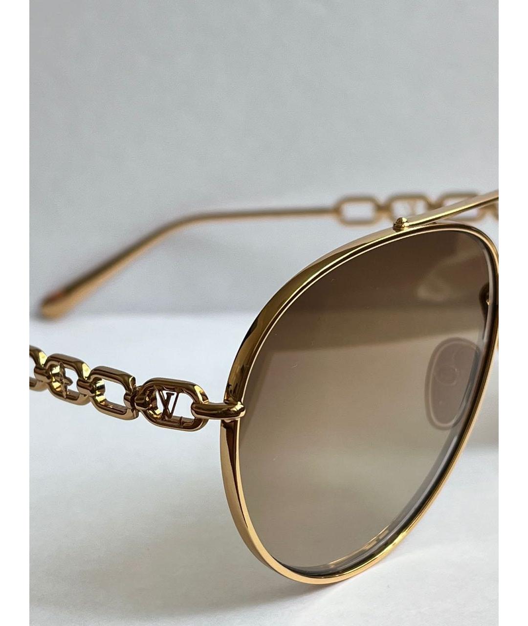 LOUIS VUITTON Золотые металлические солнцезащитные очки, фото 3