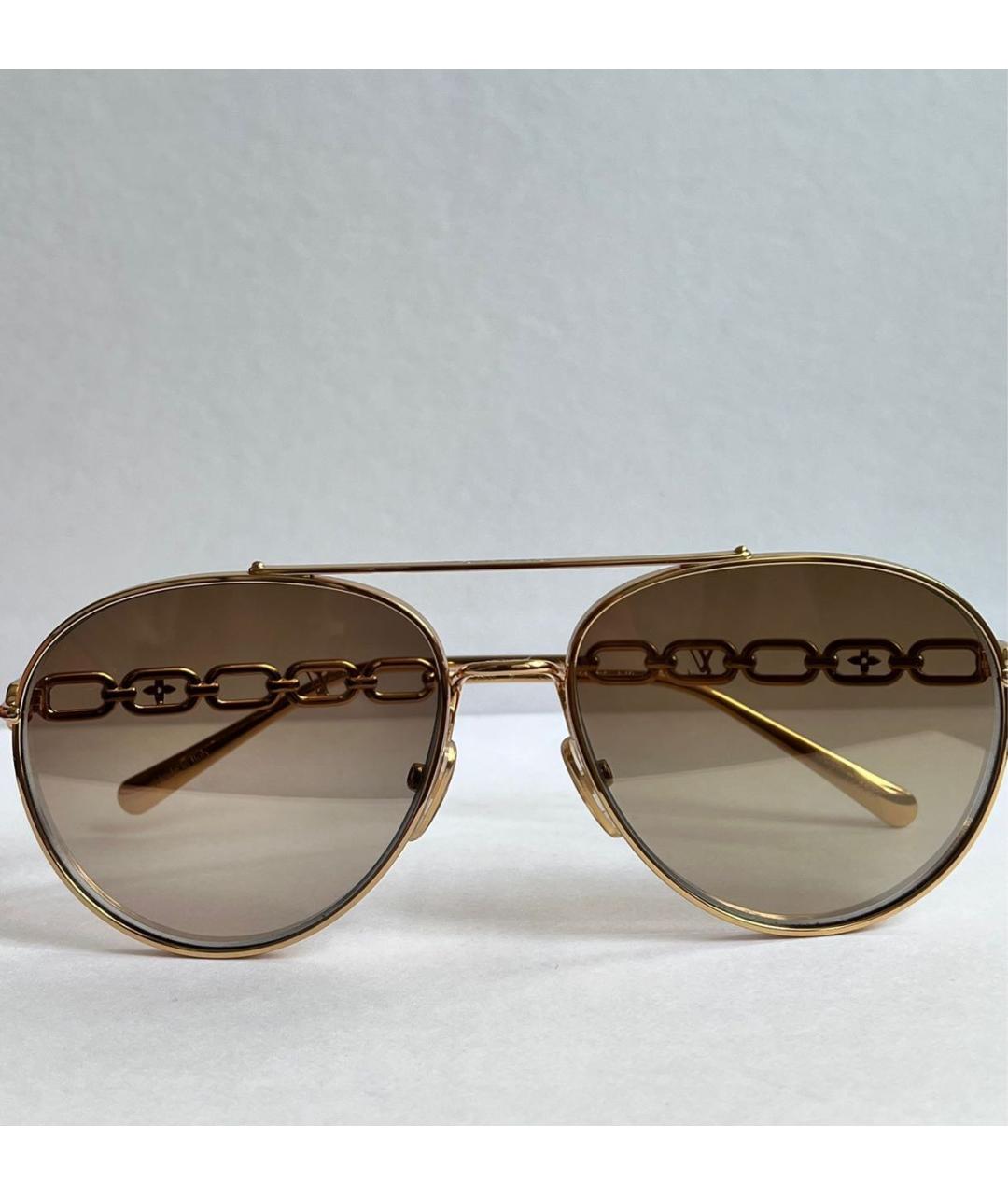 LOUIS VUITTON Золотые металлические солнцезащитные очки, фото 7