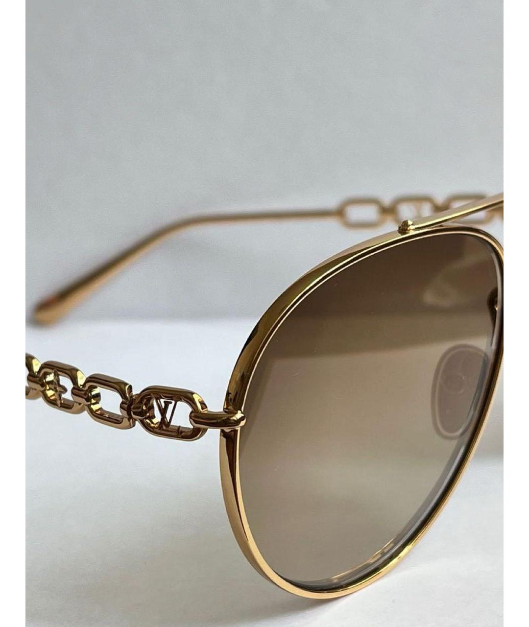 LOUIS VUITTON Золотые металлические солнцезащитные очки, фото 5