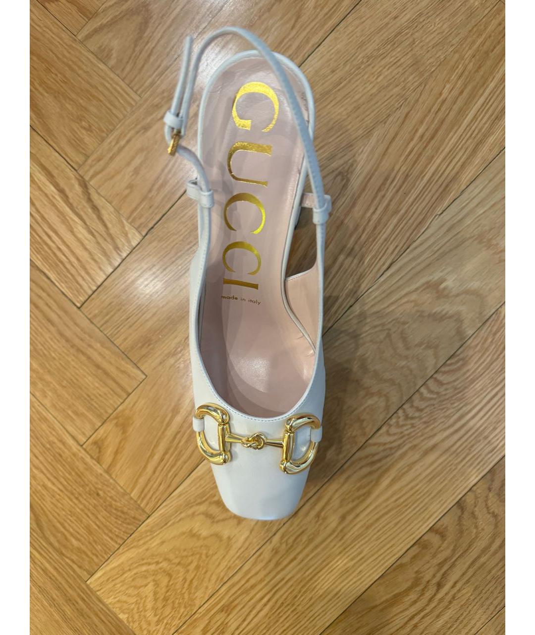 GUCCI Белые кожаные туфли, фото 3